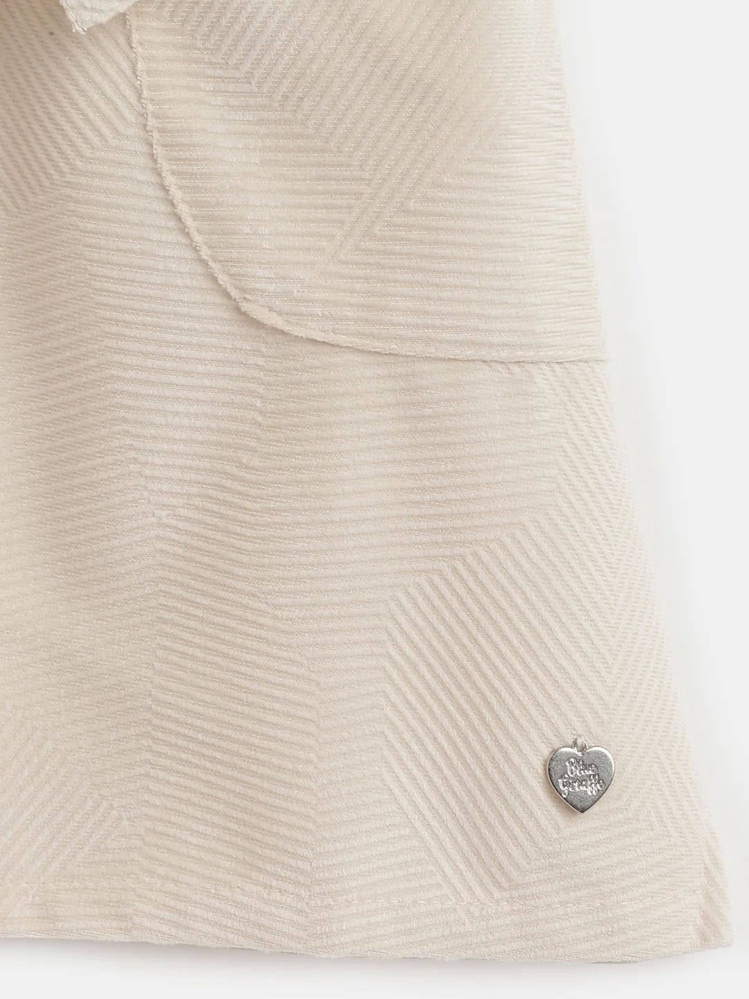 Blue Giraffe Girls Cream Solid Square Neck Dress - Image 4