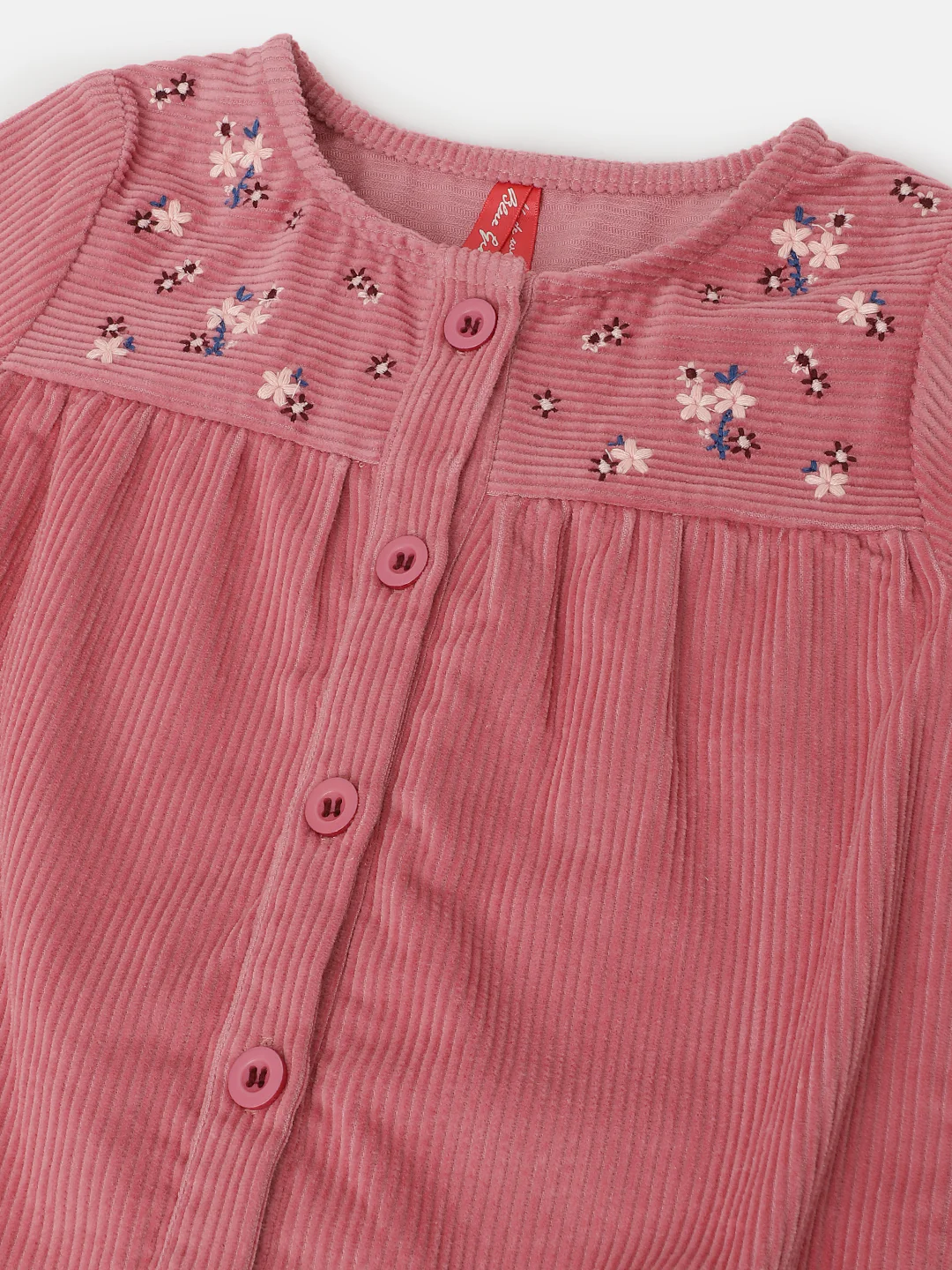 Blue Giraffe Girls Embroidered Full Sleeves Round Neck Dress - Image 3
