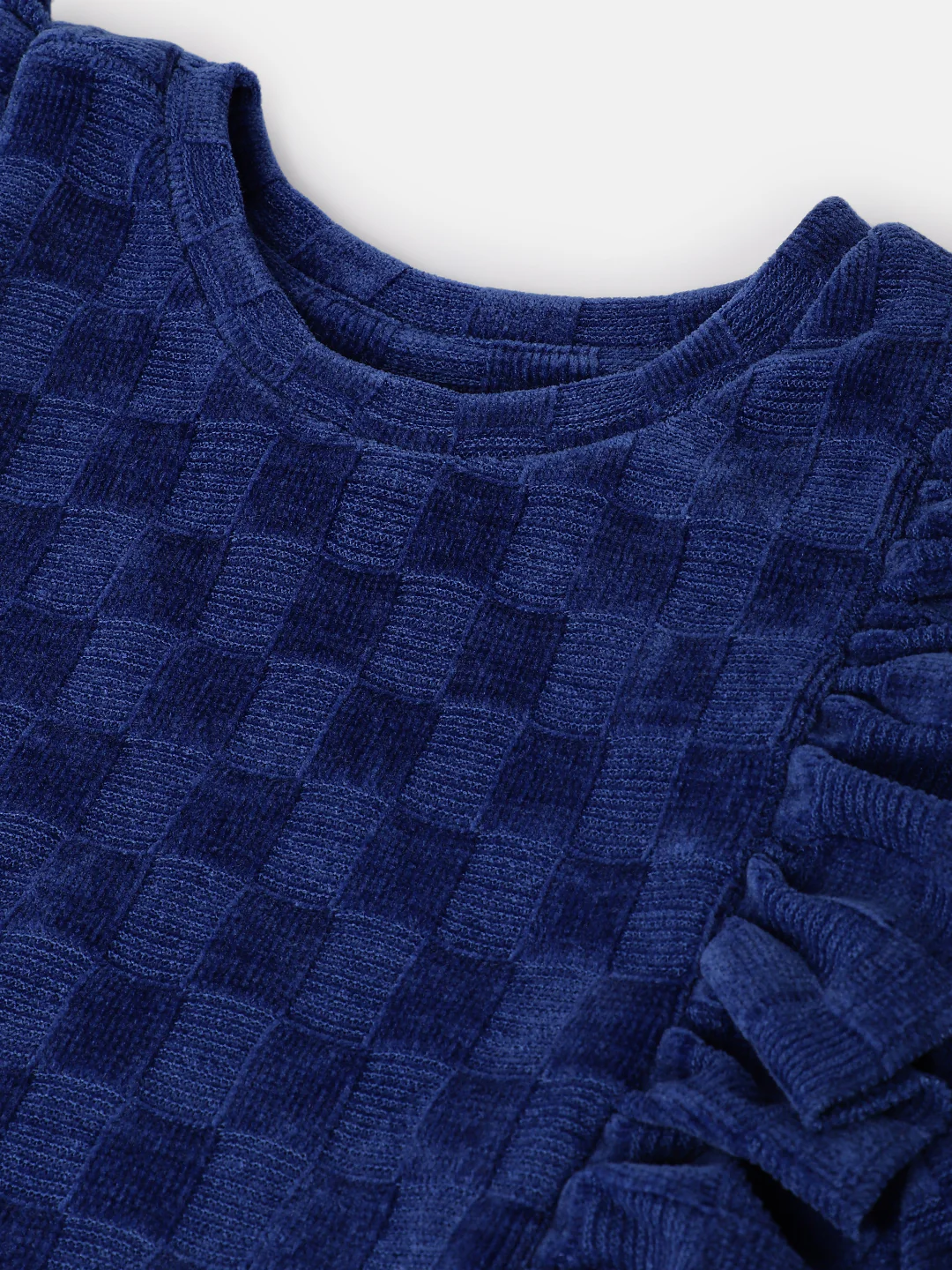 Blue Giraffe Kids Blue Checked Regular Fit Tshirt - Image 3