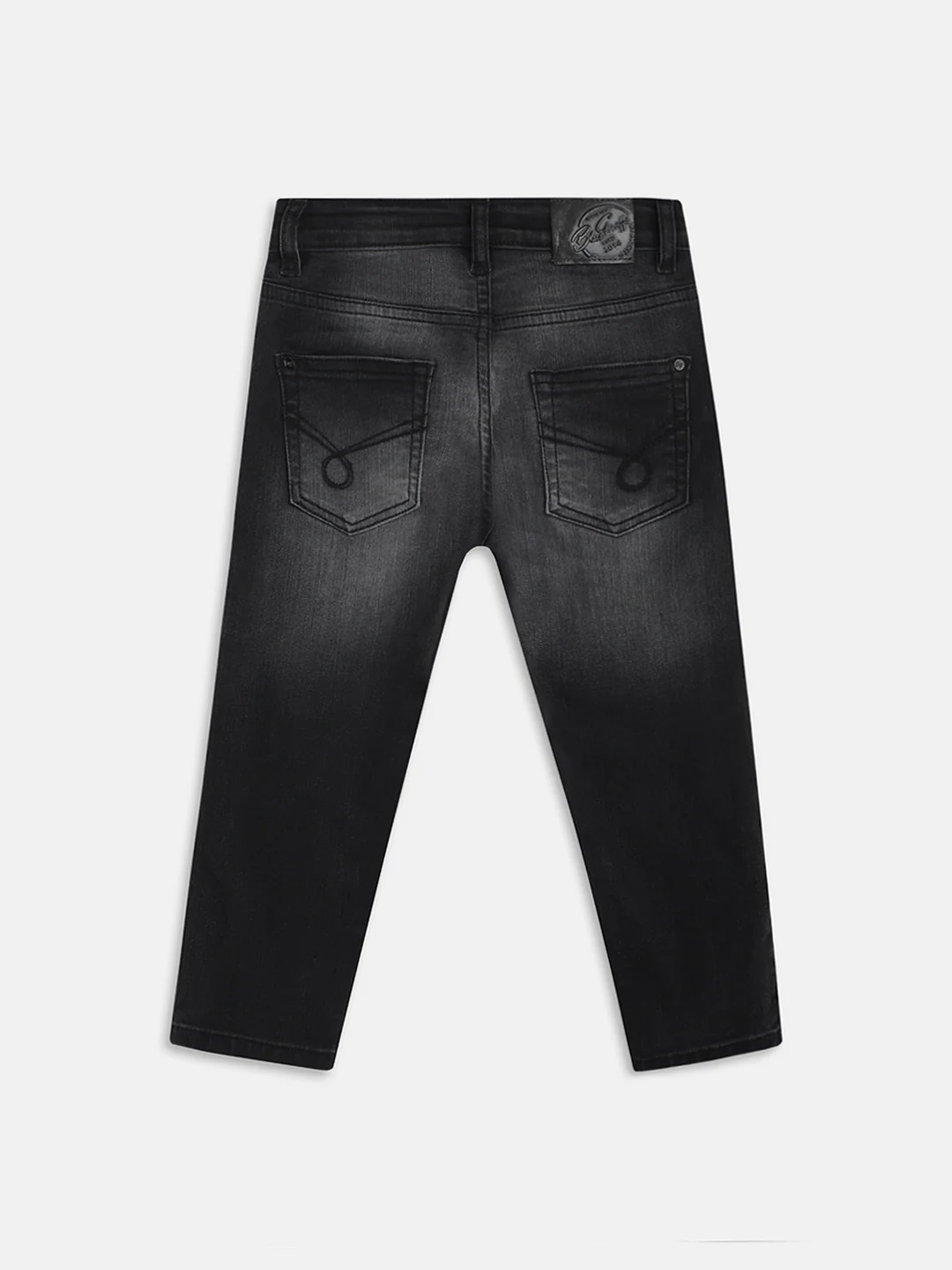 Blue Giraffe Boys Grey Solid Carrot Fit Jeans - Image 2