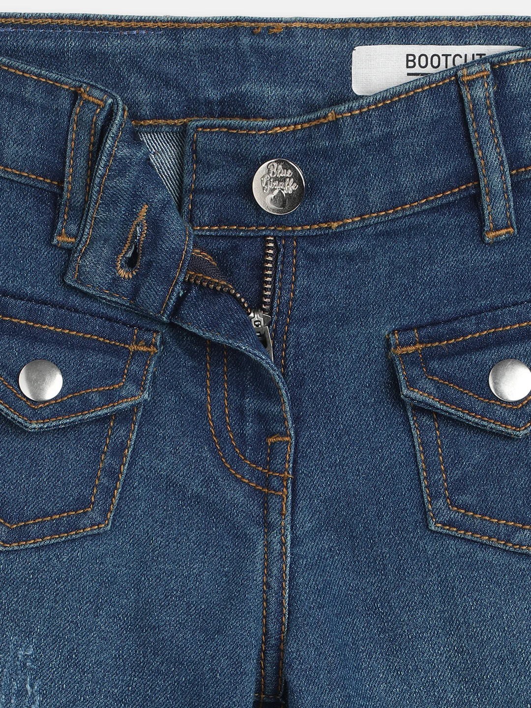 Blue Giraffe Girls Blue Washed Regular Fit Jeans - Image 3