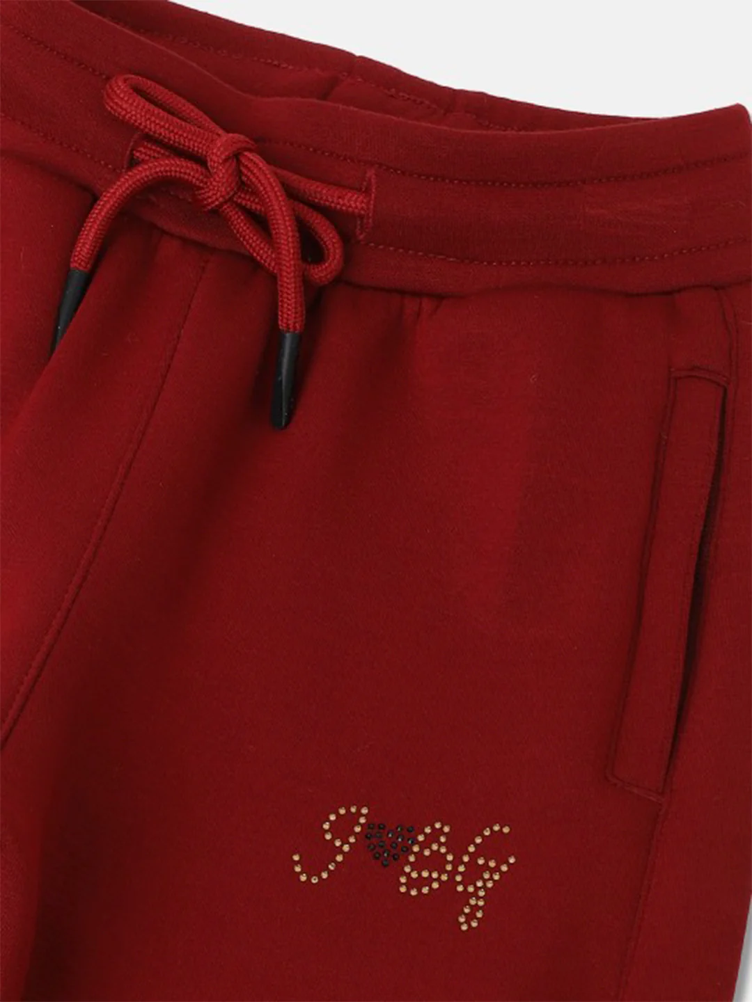 Blue Giraffe Girls Red Solid Regular Fit Joggers Style Sweatpant - Image 3