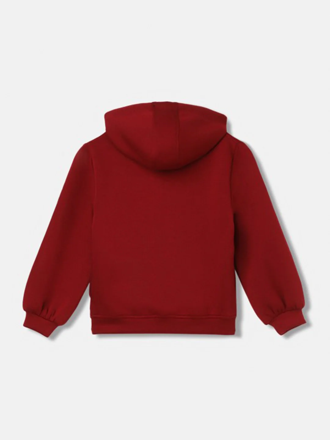 Blue Giraffe Girls Red Solid Hooded Full Sleeves Zip Through Hoodie - Image 2
