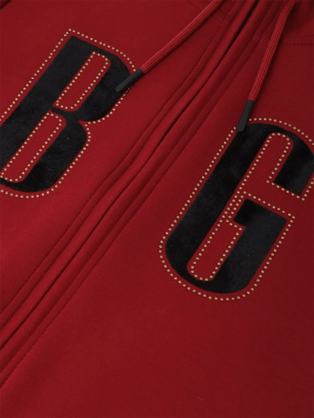 Blue Giraffe Girls Red Solid Hooded Full Sleeves Zip Through Hoodie - Image 4