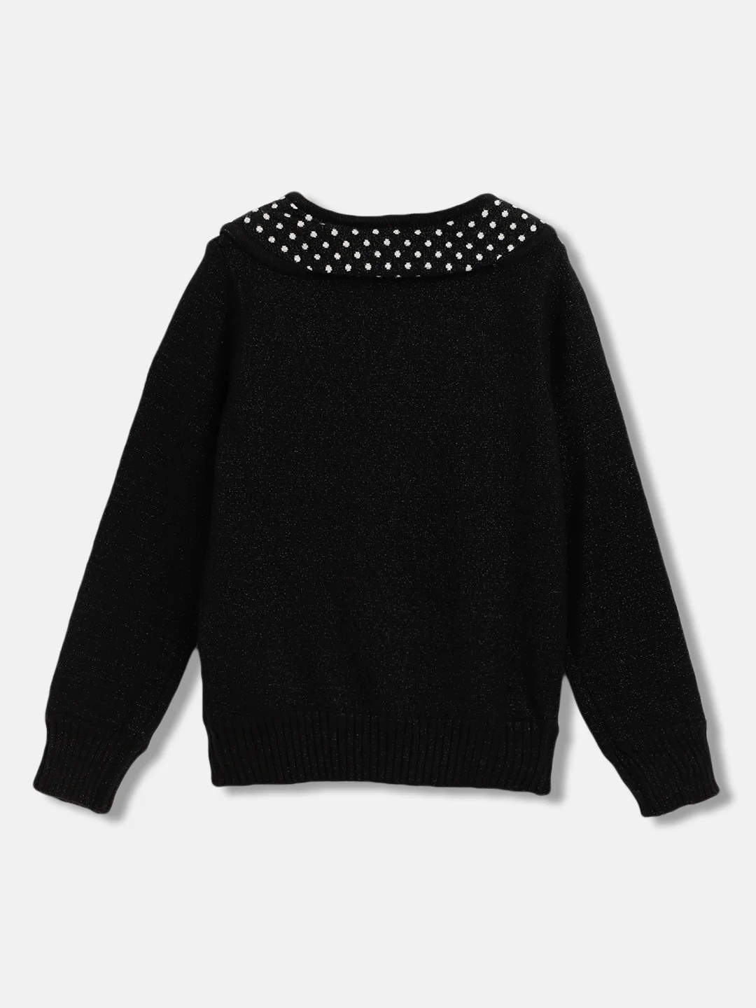 Blue Giraffe Girls Solid Full Sleeves Peter Pan Collar Sweater - Image 2