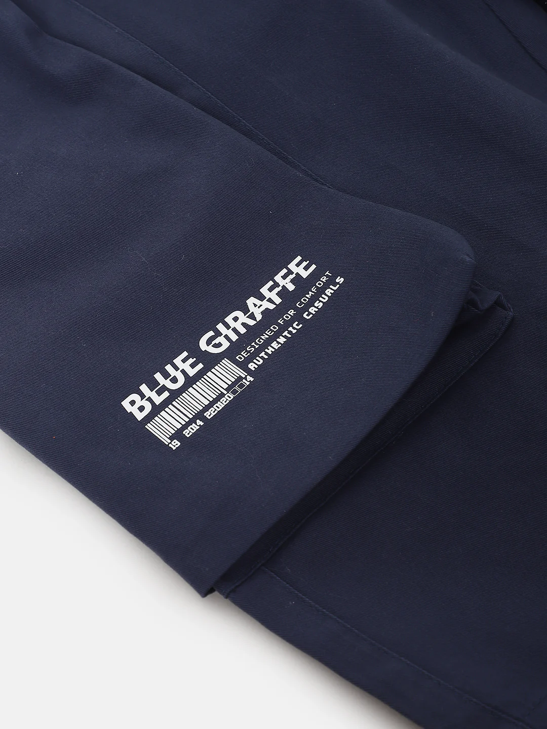 Blue Giraffe Boys Navy Blue Solid Regular Fit Shorts - Image 5