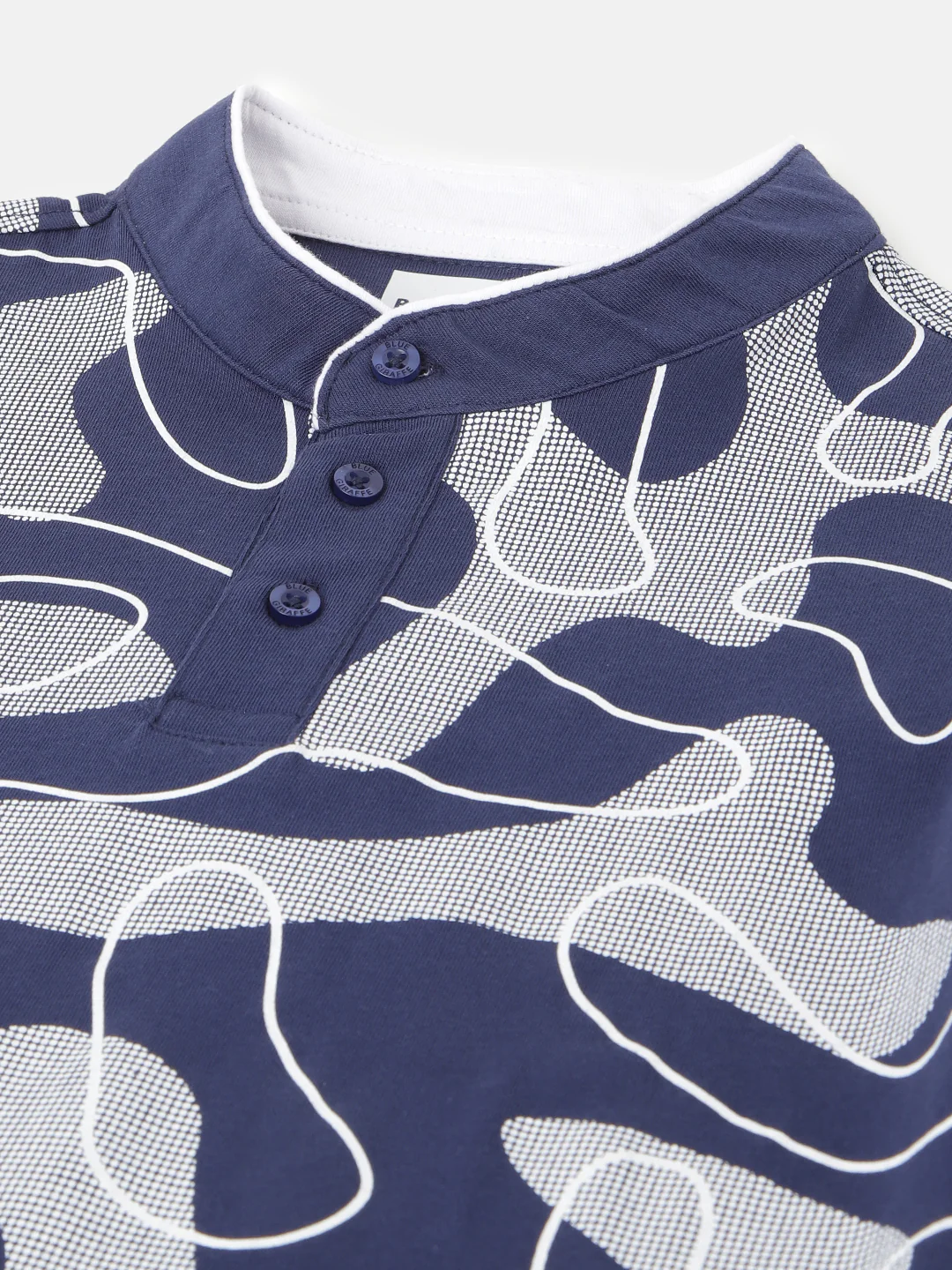Blue Giraffe Boys Navy Blue Printed Henley Neck Short Sleeves Tshirt - Image 3