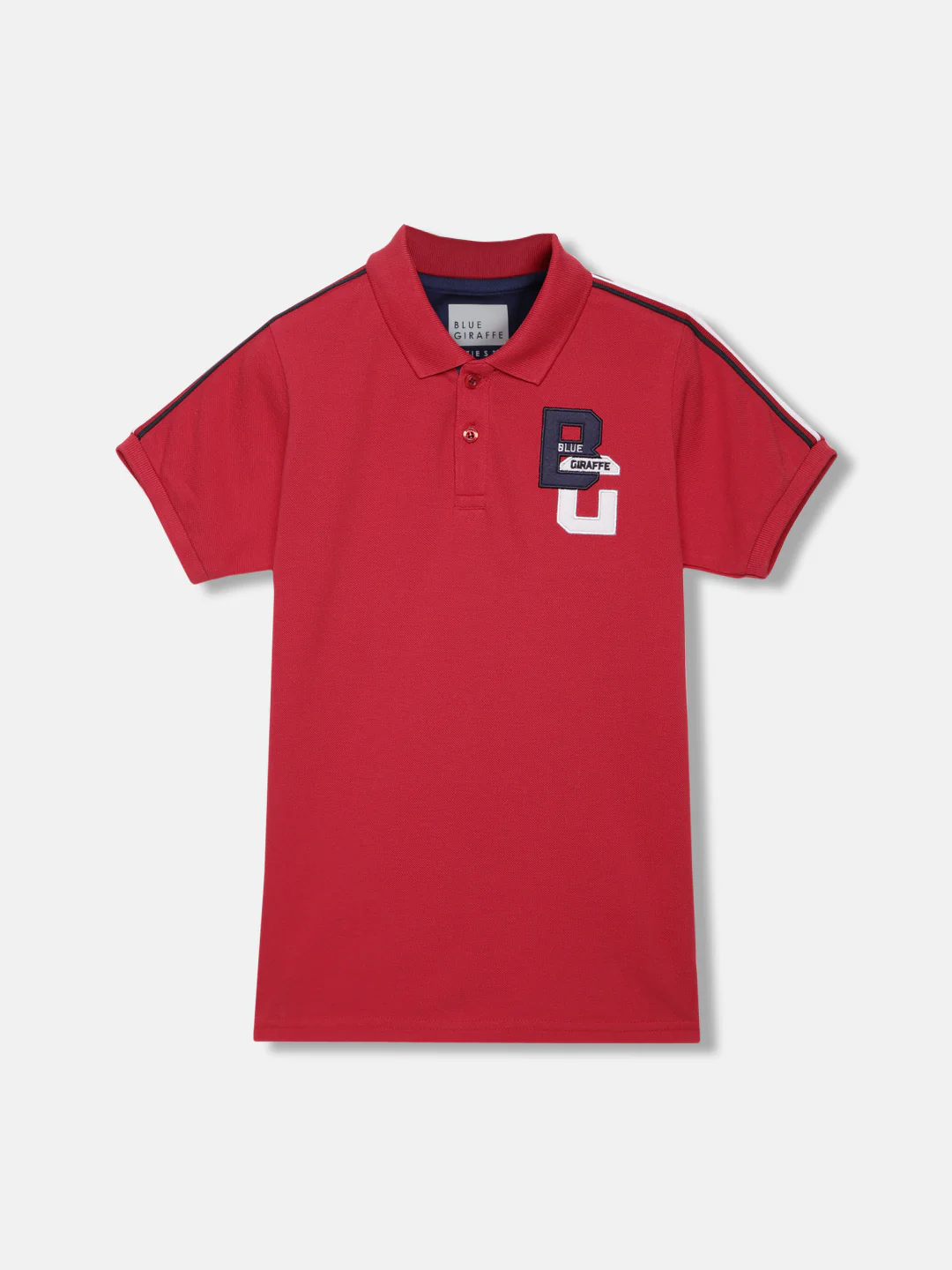 Blue Giraffe Boys Red Solid Polo Collar Short Sleeves Tshirt