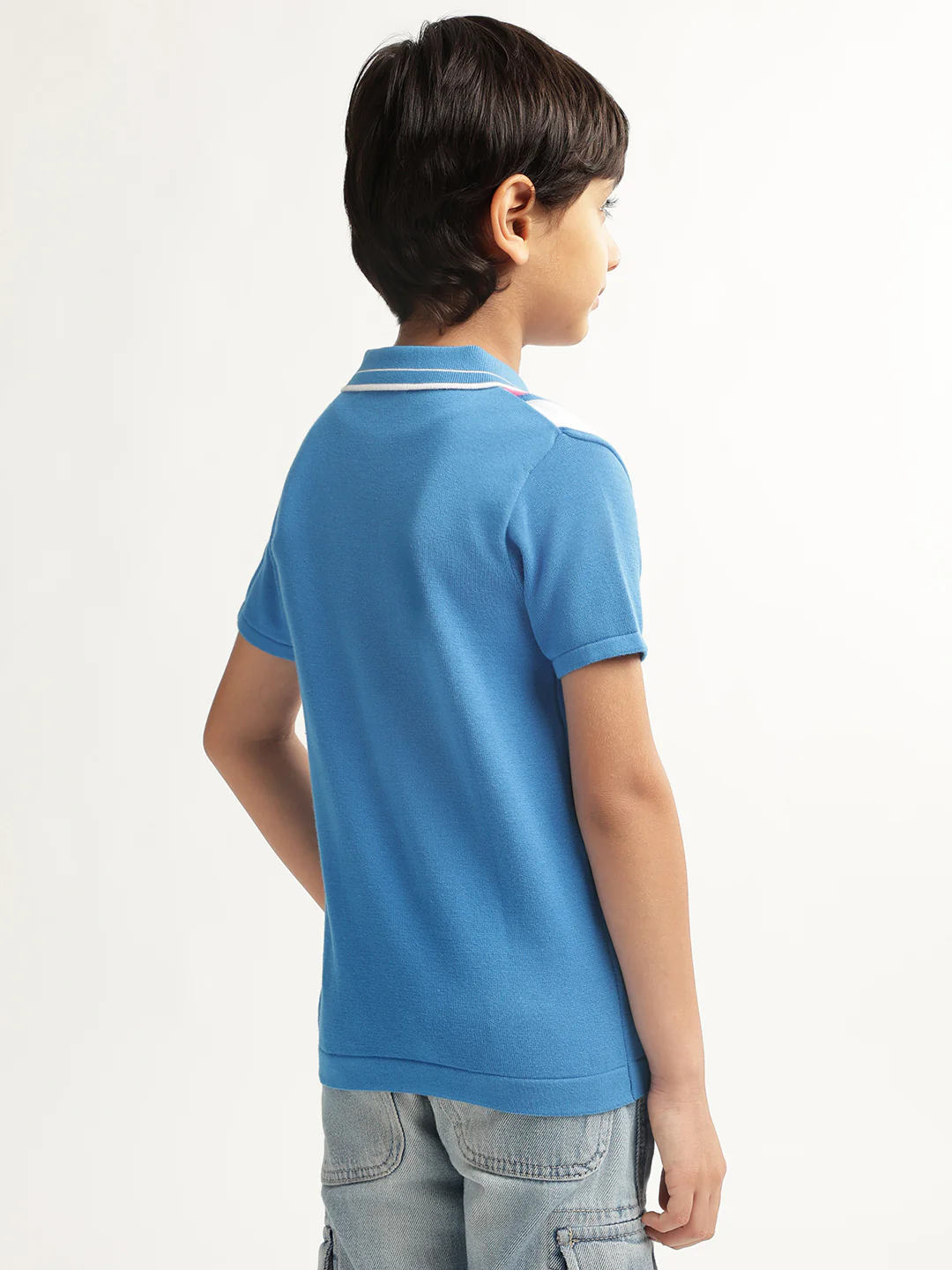 Blue Giraffe Boys Blue Colour blocked Polo Collar Short Sleeves Tshirt - Image 2
