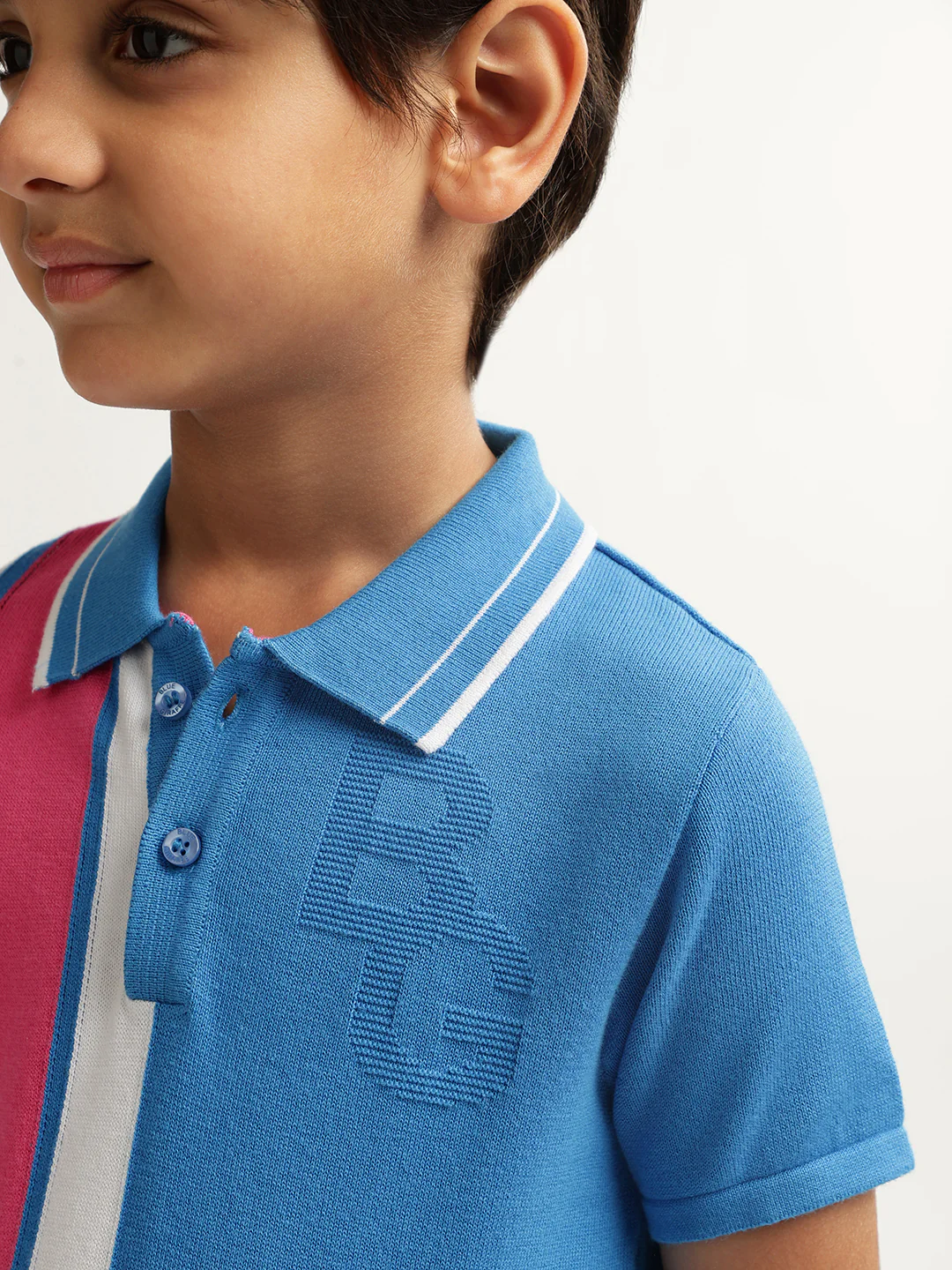 Blue Giraffe Boys Blue Colour blocked Polo Collar Short Sleeves Tshirt - Image 5