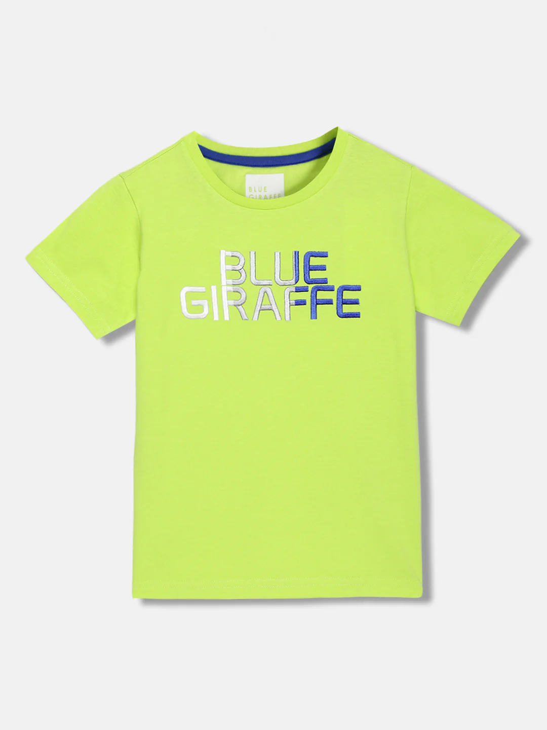 Blue Giraffe Boys Green Embroidered Round Neck Short Sleeves Tshirt