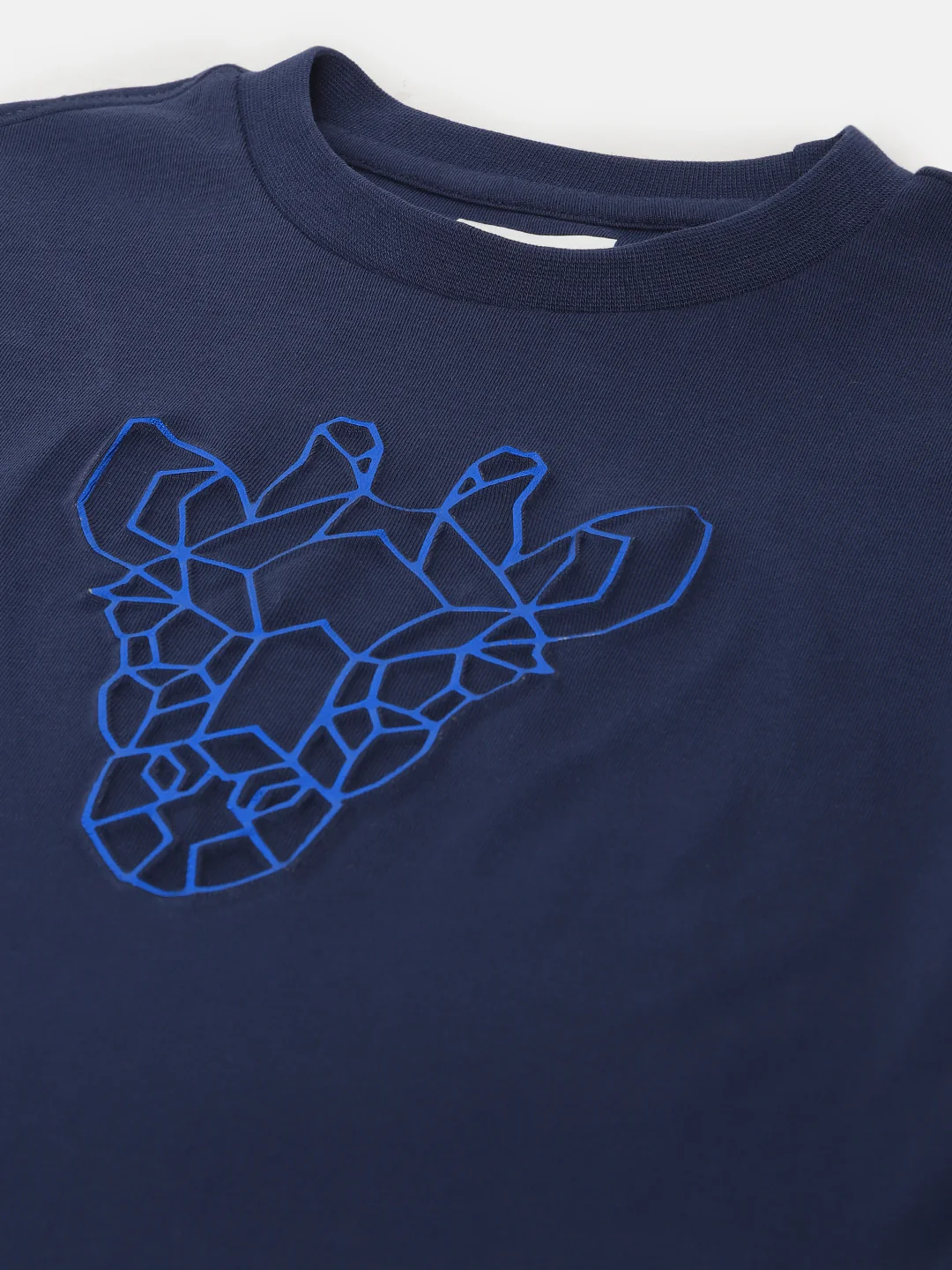 Blue Giraffe Boys Navy Blue Solid Round Neck Short Sleeves Tshirt - Image 3
