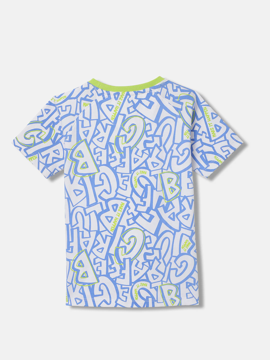 Blue Giraffe Boys White Printed Round Neck Short Sleeves Tshirt - Image 2