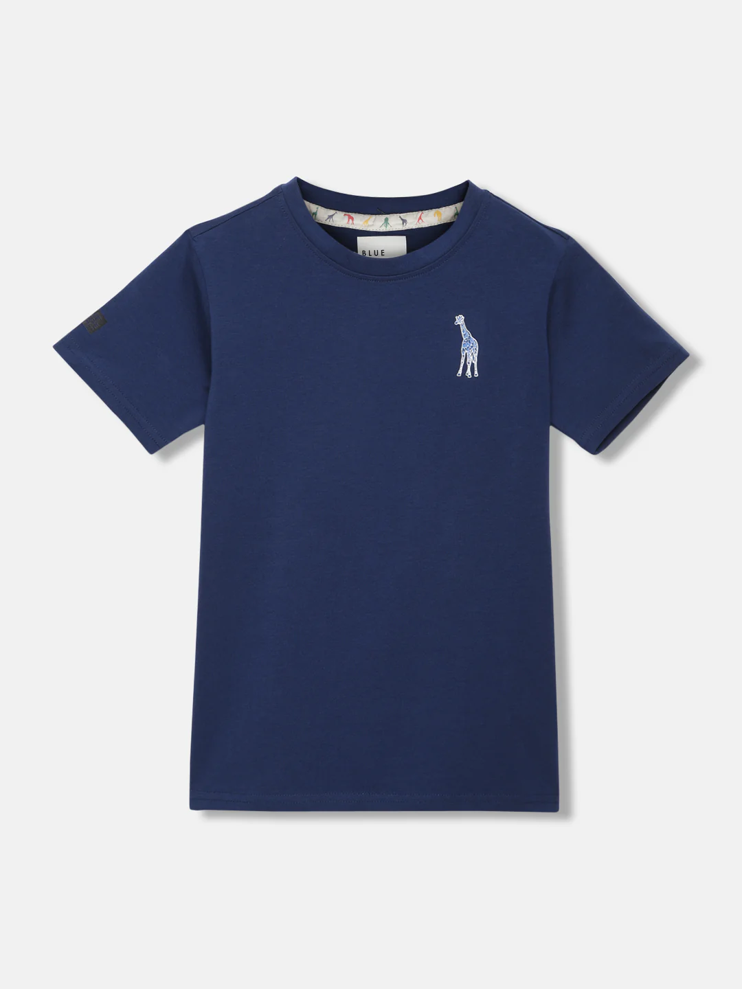 Blue Giraffe Boys Navy Blue Solid Round Neck Short Sleeves Tshirt