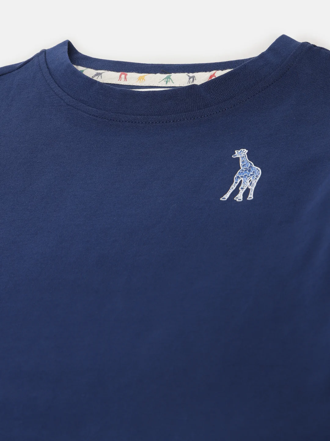Blue Giraffe Boys Navy Blue Solid Round Neck Short Sleeves Tshirt - Image 3