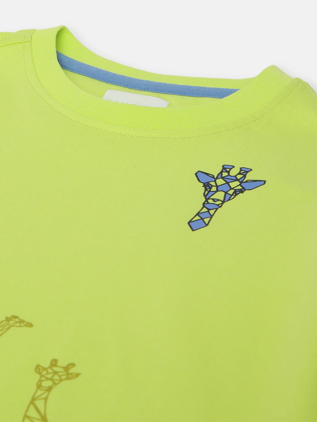 Blue Giraffe Boys Green Printed Round Neck Short Sleeves Tshirt - Image 3