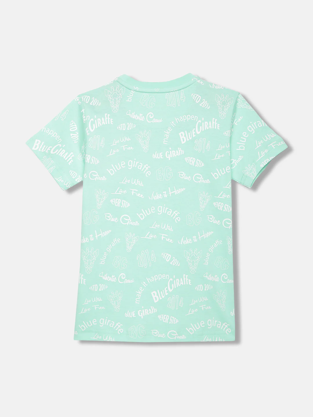 Blue Giraffe Boys Green Printed Round Neck Short Sleeves Tshirt - Image 2