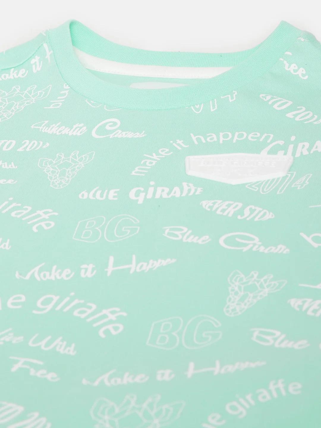 Blue Giraffe Boys Green Printed Round Neck Short Sleeves Tshirt - Image 3