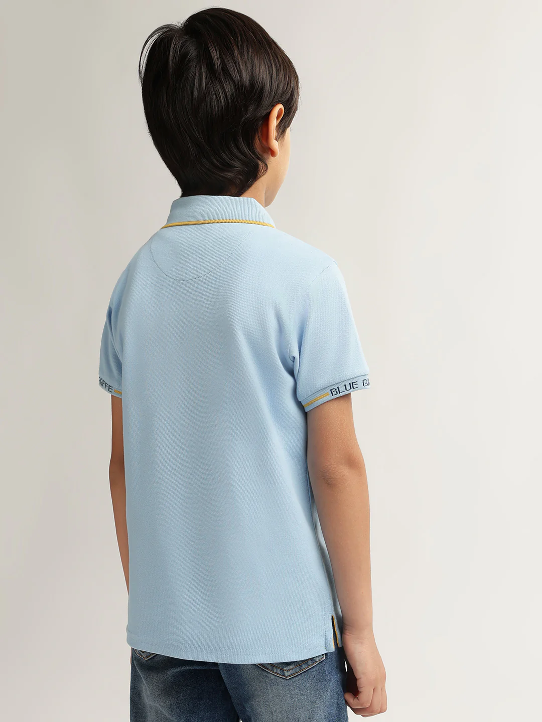 Blue Giraffe Boys Blue Solid Polo Collar Short Sleeves Tshirt - Image 2