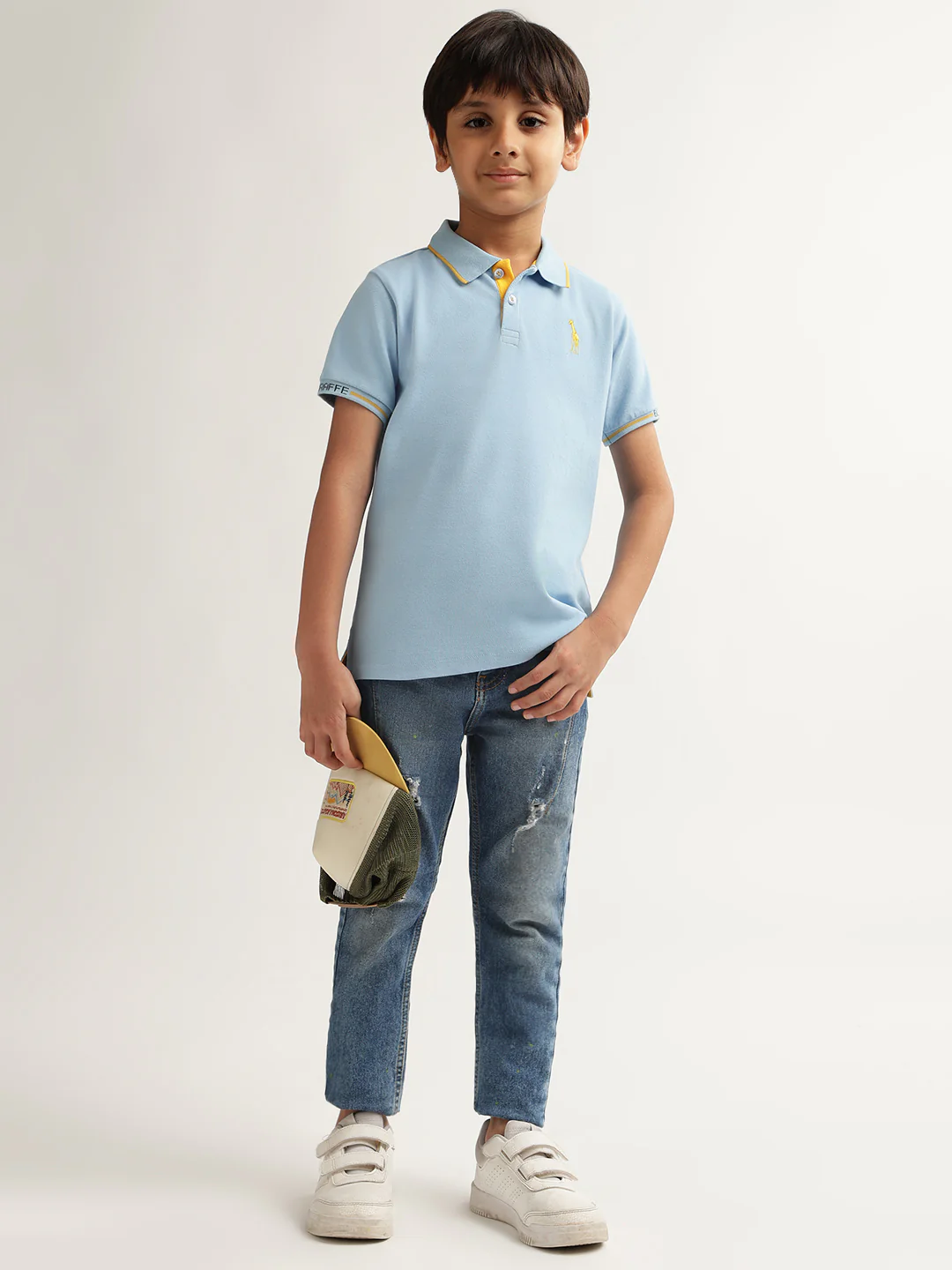 Blue Giraffe Boys Blue Solid Polo Collar Short Sleeves Tshirt - Image 4