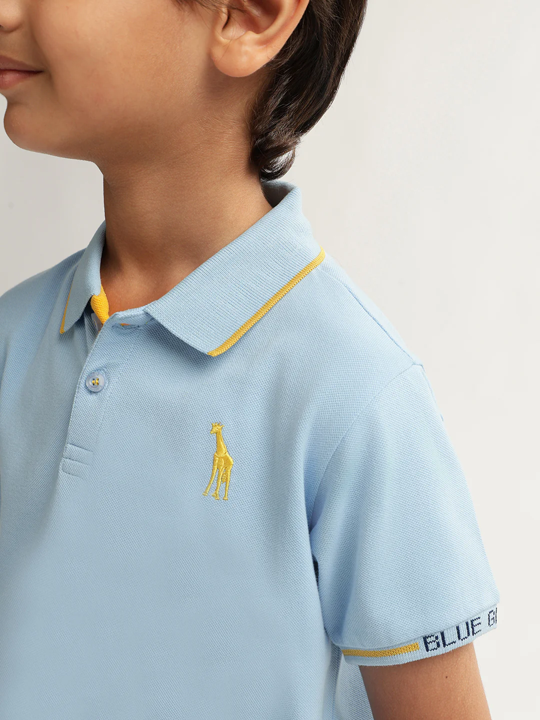 Blue Giraffe Boys Blue Solid Polo Collar Short Sleeves Tshirt - Image 6