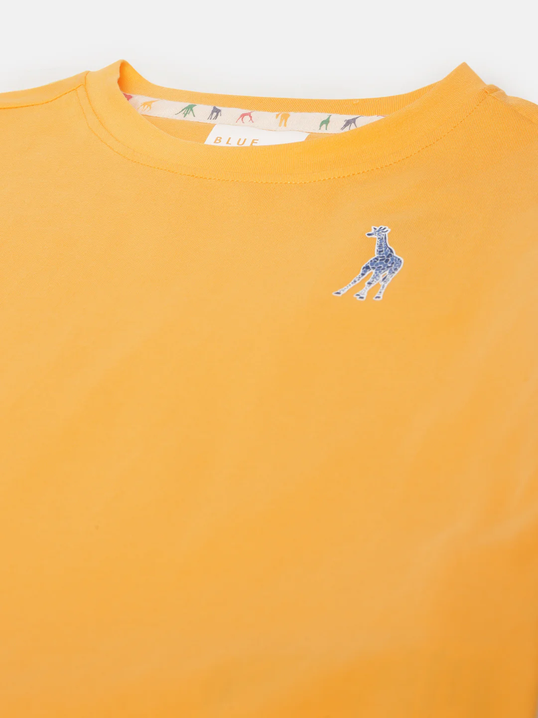 Blue Giraffe Boys Yellow Solid Round Neck Short Sleeves Tshirt - Image 3
