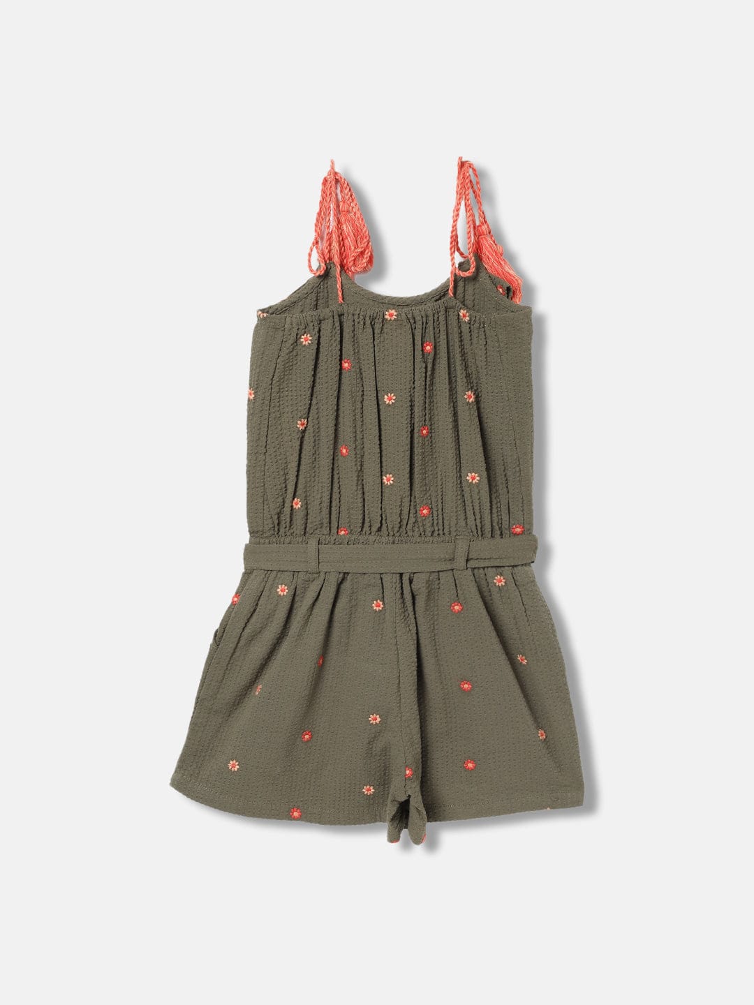Blue Giraffe Girls Green Sweatheart Neck Playsuit - Image 2