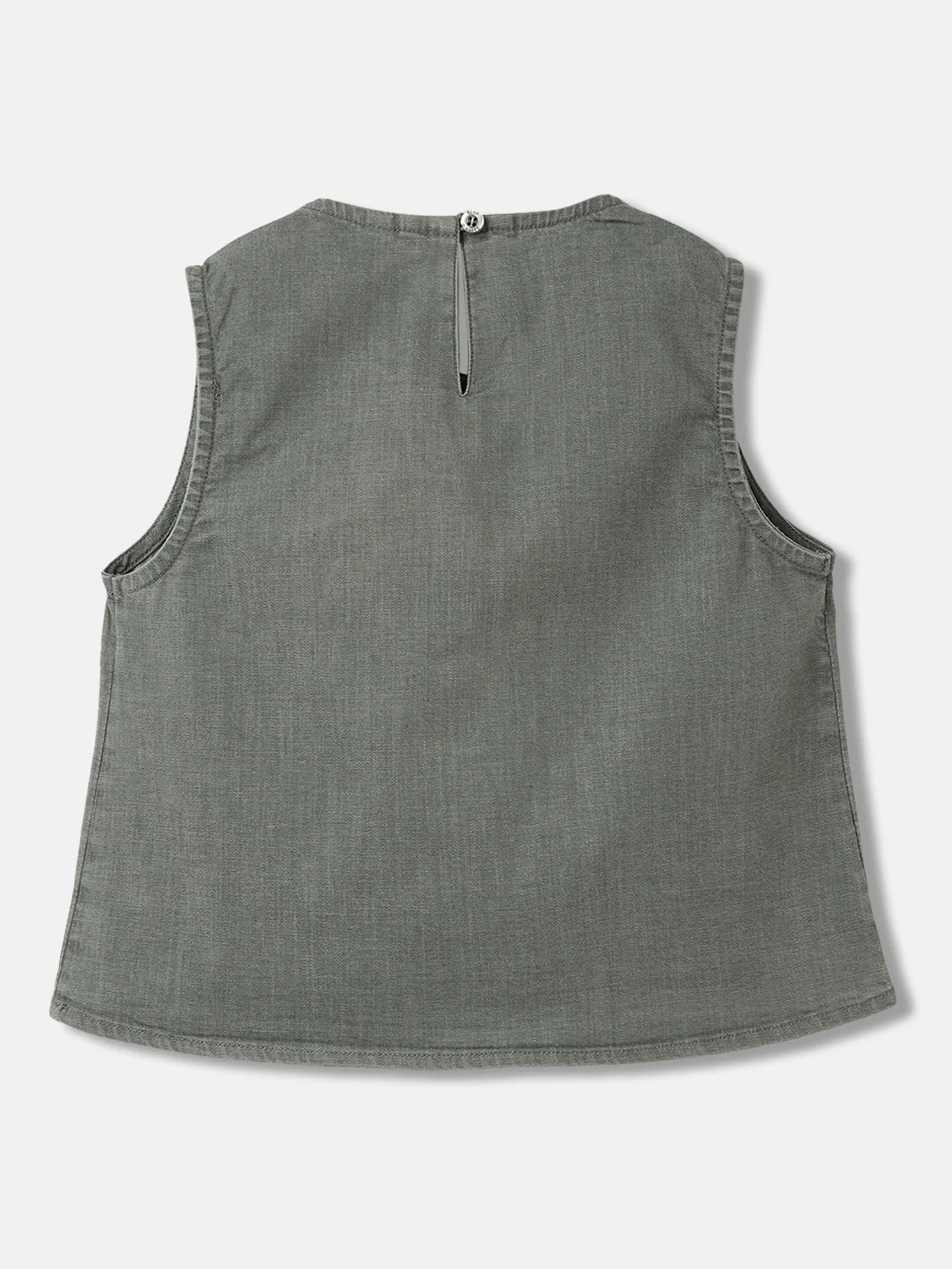 Blue Giraffe Girls Green Solid Round Neck Sleeveless Top - Image 2
