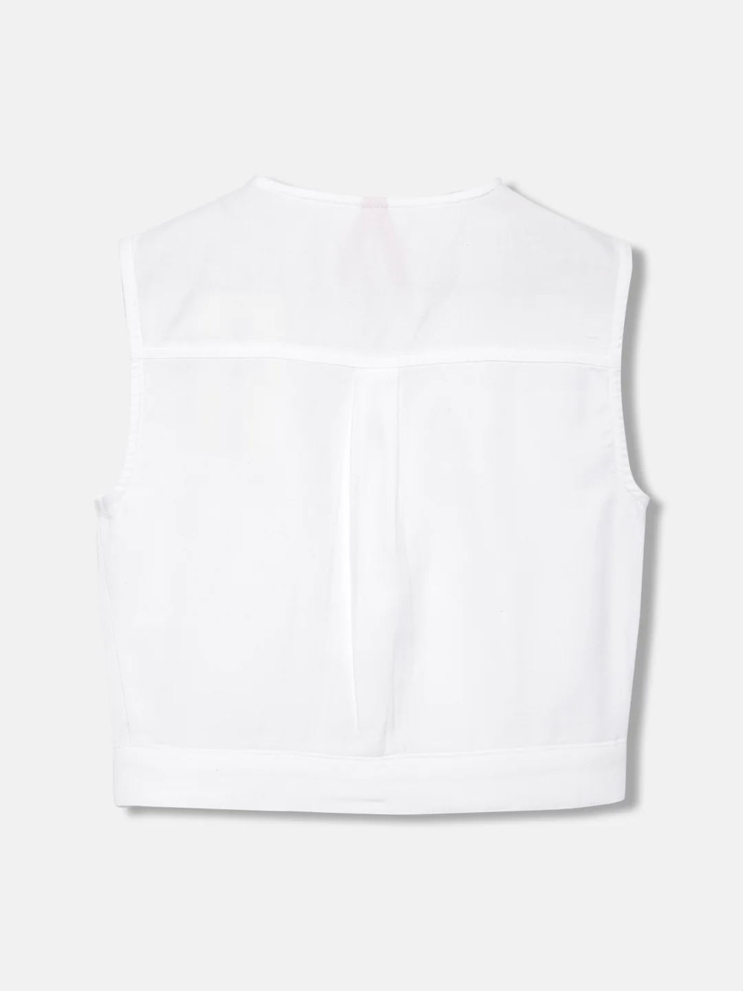 Blue Giraffe Girls White Solid V Neck Sleeveless Top - Image 2