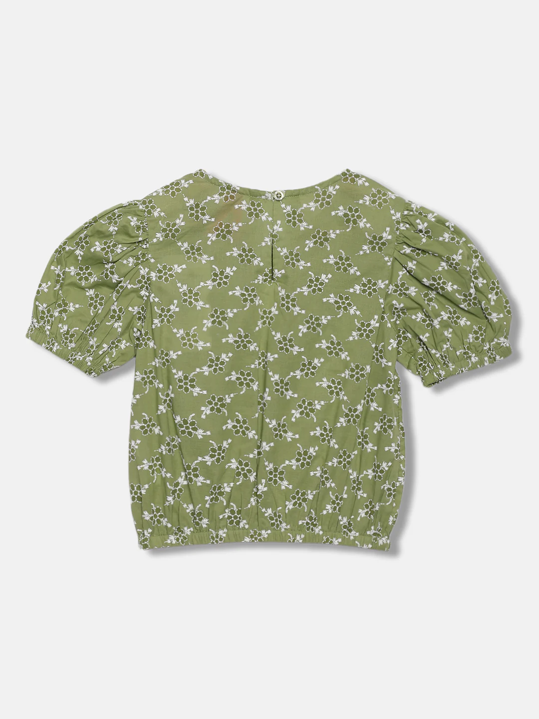 Blue Giraffe Girls Olive Printed Round Neck Short Sleeves Top - Image 2