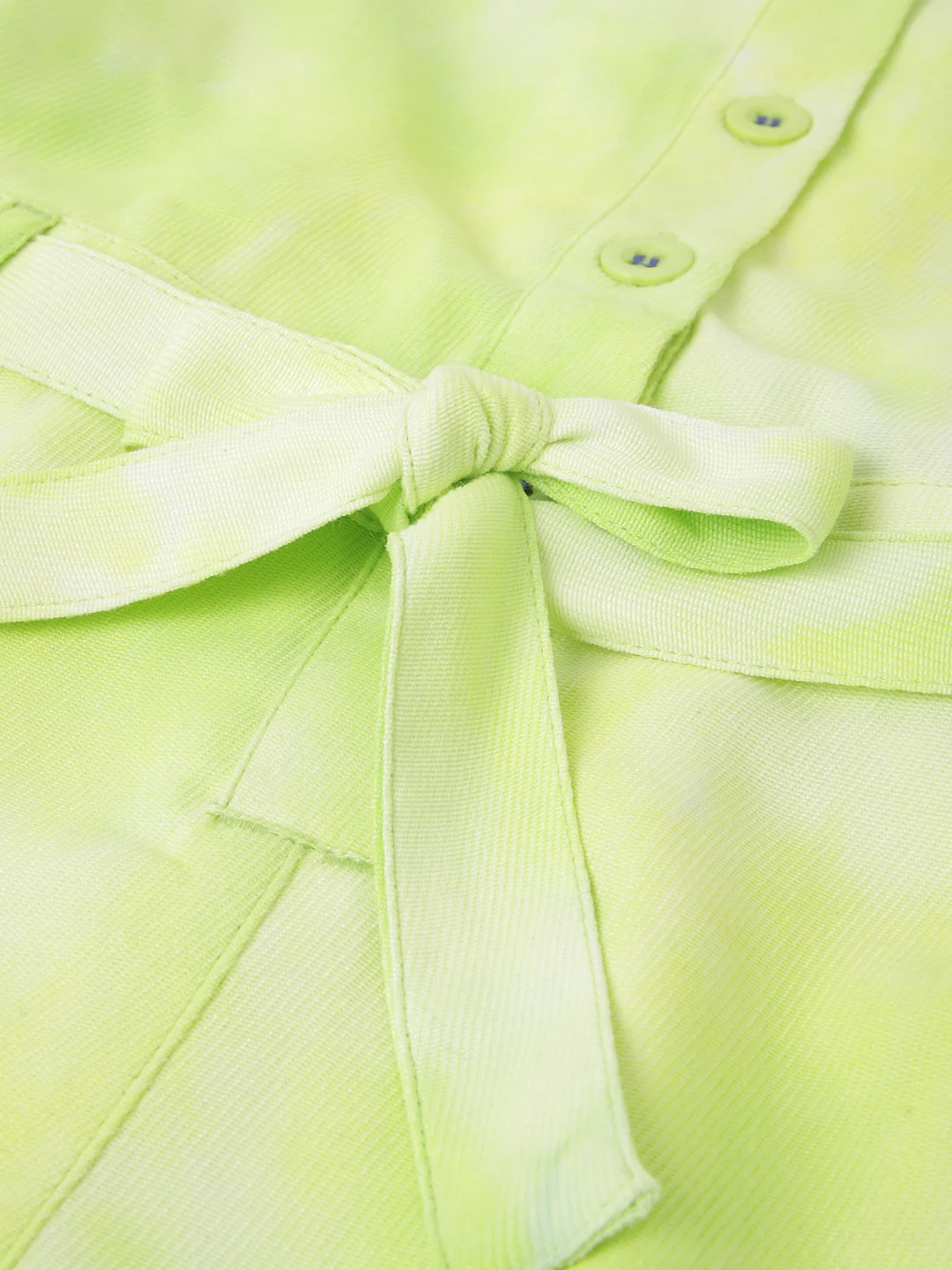 Blue Giraffe Girls Green Printed Shirt Collar Short Sleeves Playsuit - Image 4