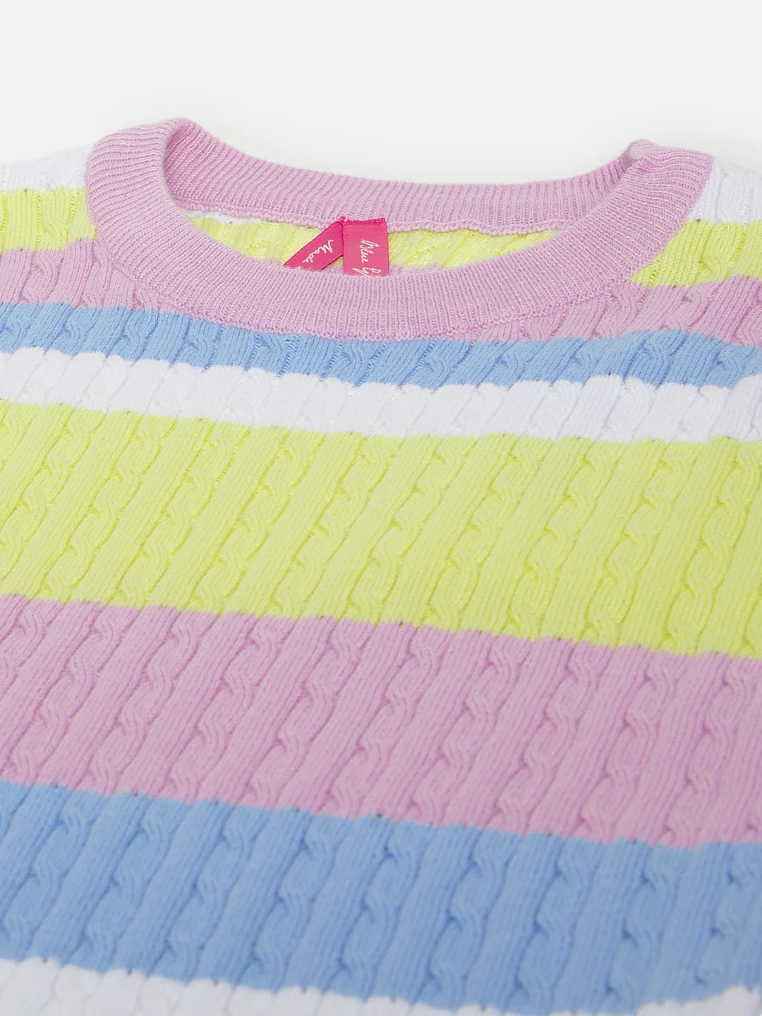 Blue Giraffe Girls Multi Striped Round Neck Sleeveless Top - Image 3