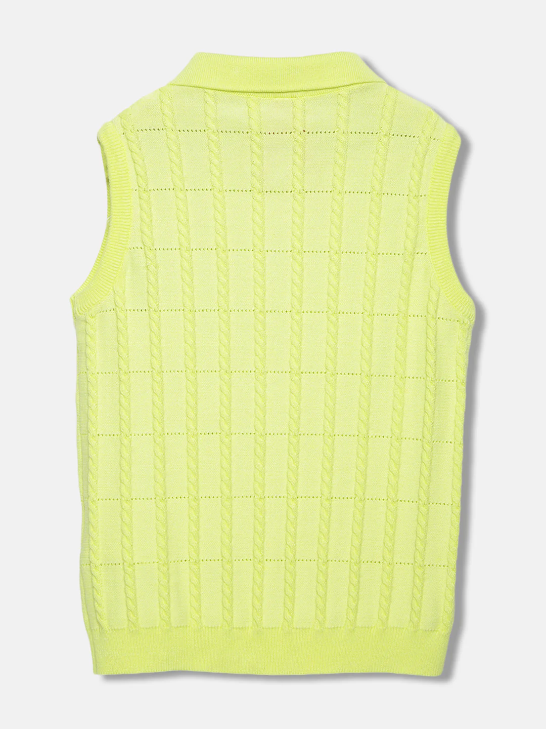 Blue Giraffe Girls Yellow Solid Polo Sleeveless Top - Image 2