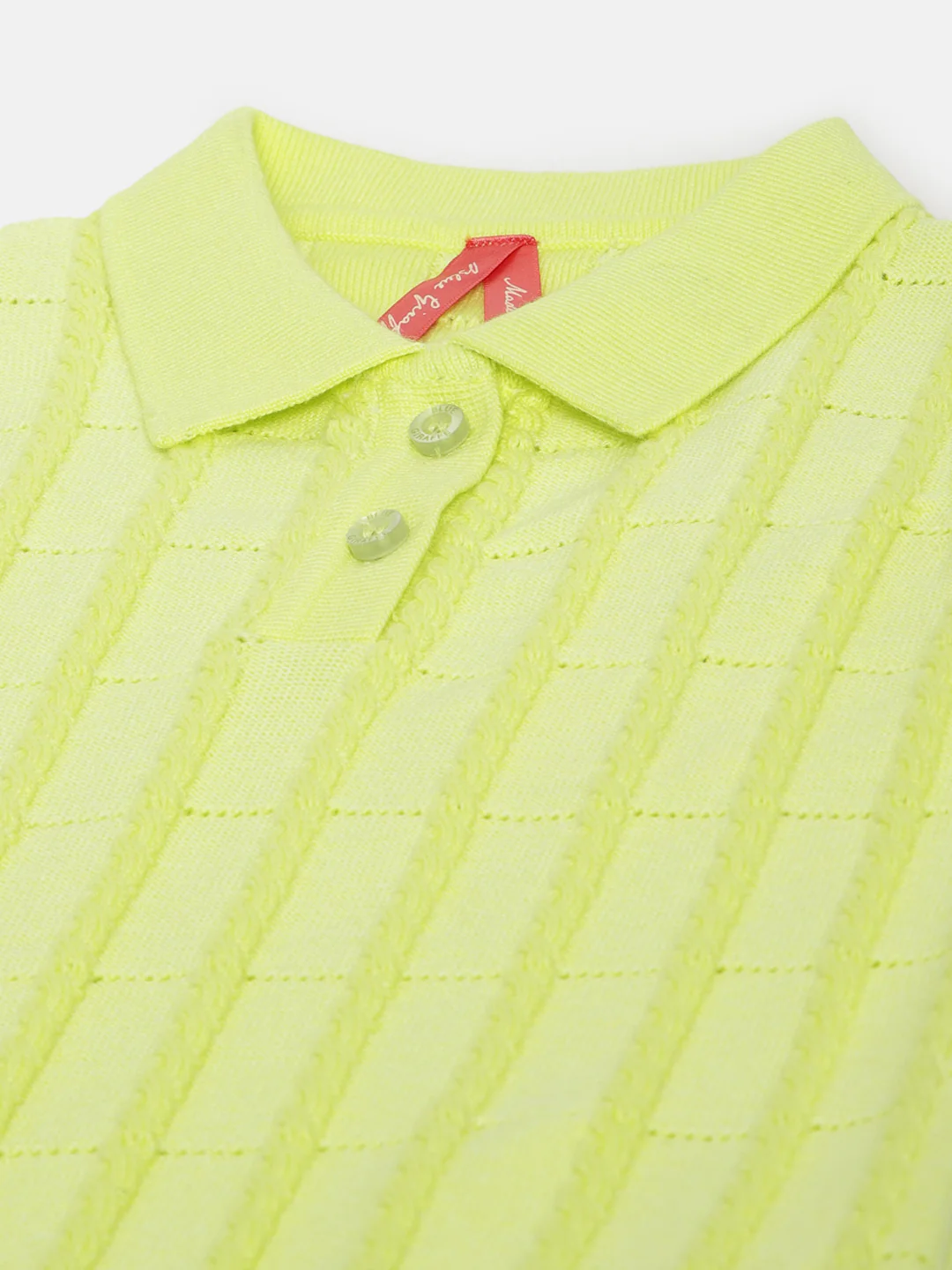 Blue Giraffe Girls Yellow Solid Polo Sleeveless Top - Image 3