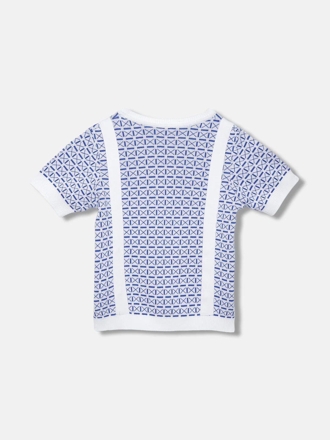 Blue Giraffe Girls Blue Self-Design Round Neck Short Sleeves Top - Image 2