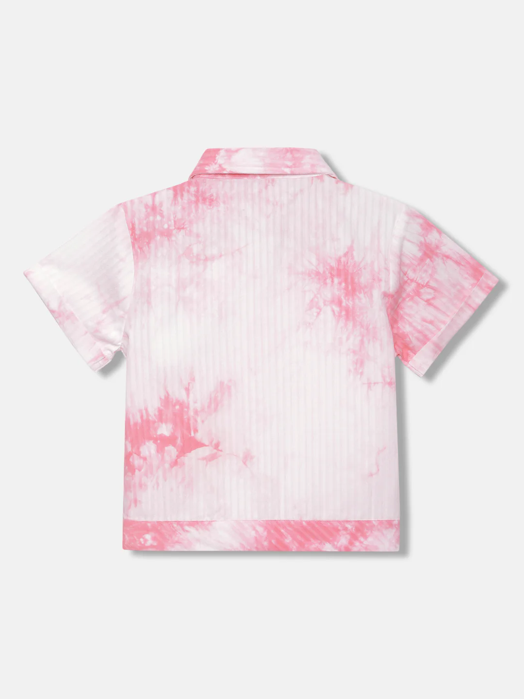 Blue Giraffe Girls White Tie & Dye Spread Collar Cap Sleeves Shirt - Image 2