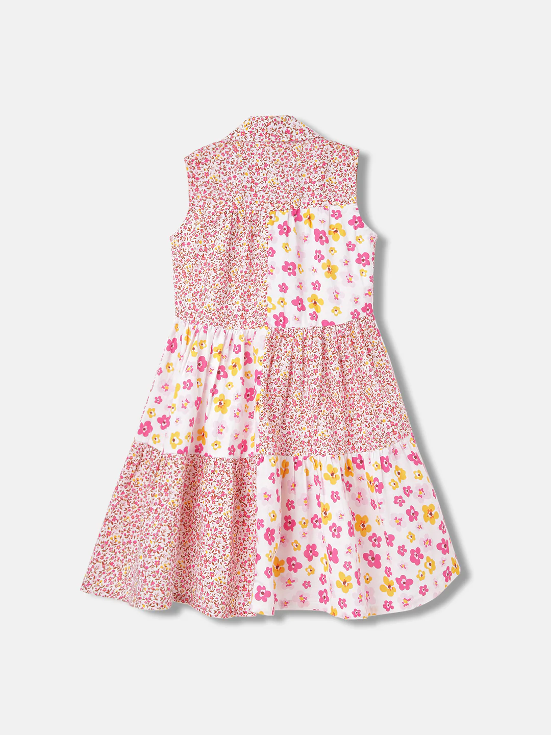 Blue Giraffe Girls Multi Printed Resort Collar Sleeveless Dress - Image 2