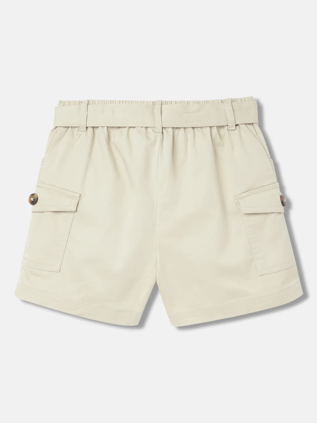 Blue Giraffe Girls Beige Solid Regular Fit Mid-Rise Shorts - Image 2