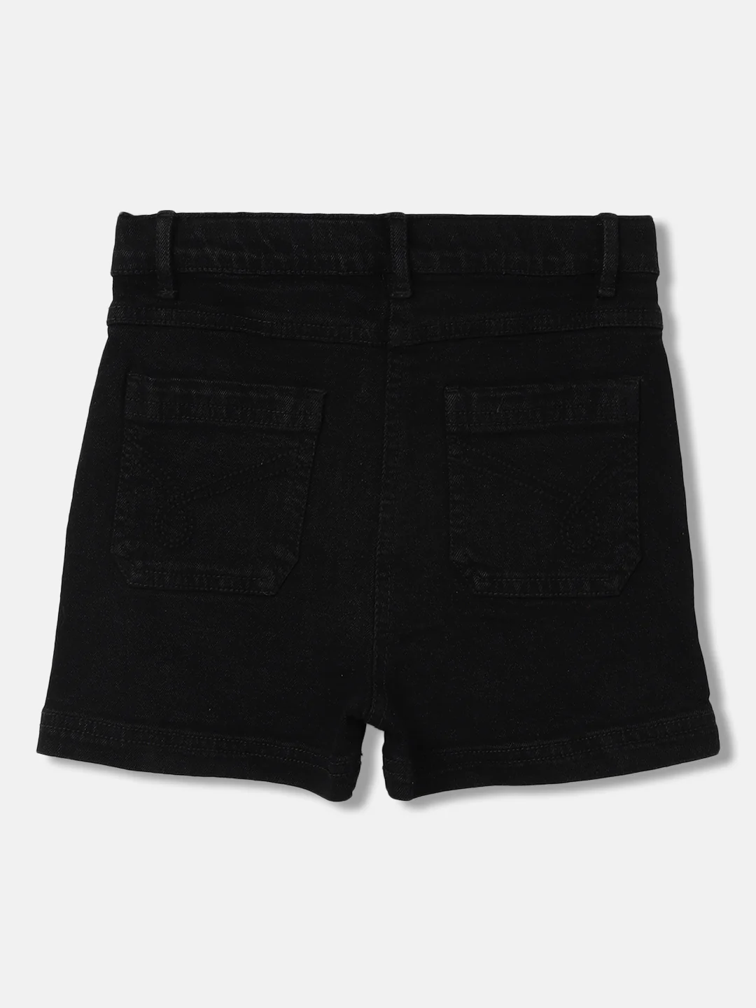 Blue Giraffe Girls Black Solid Regular Fit Shorts - Image 2