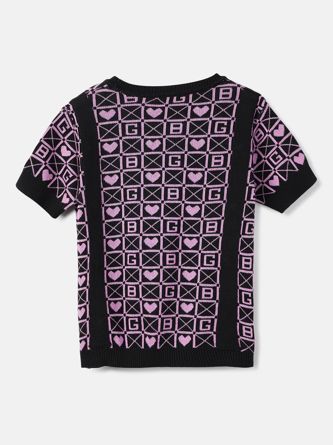 Blue Giraffe Girls Black Printed Round Neck Short Sleeves Top - Image 2