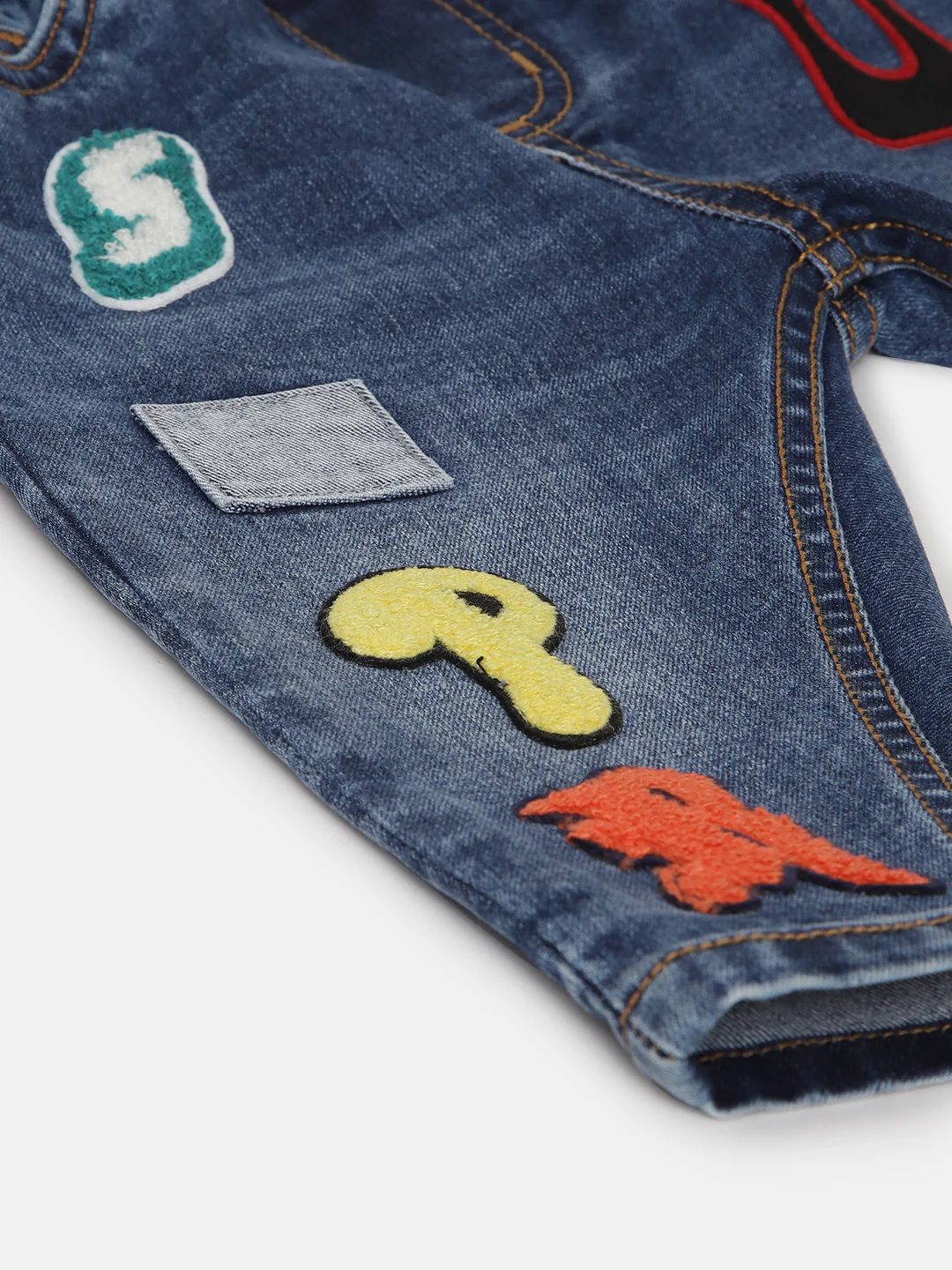Blue Giraffe Boys Blue Solid Relaxed Fit Jeans - Image 5