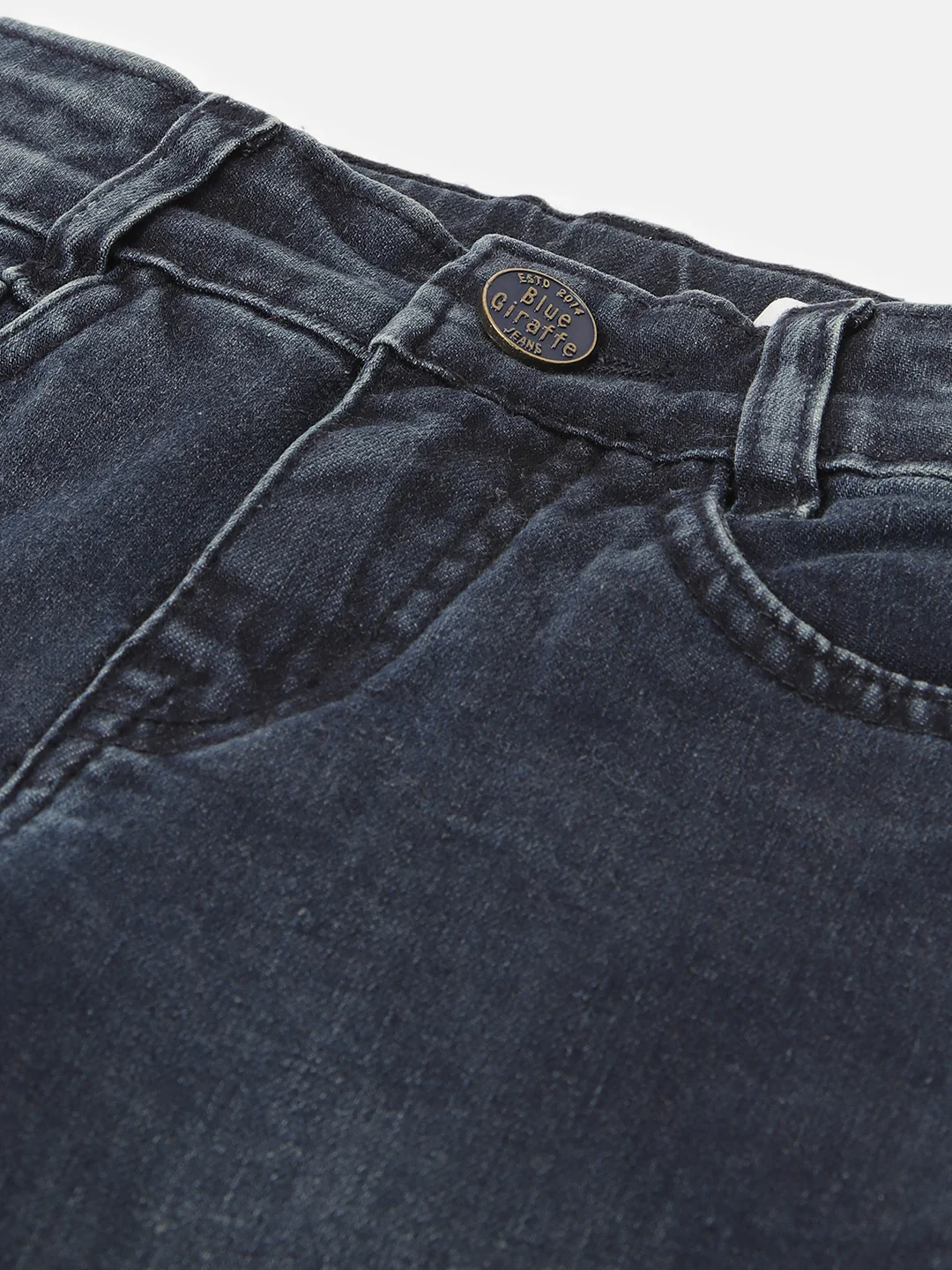 Blue Giraffe Boys Blue Solid Straight Fit Jeans - Image 3
