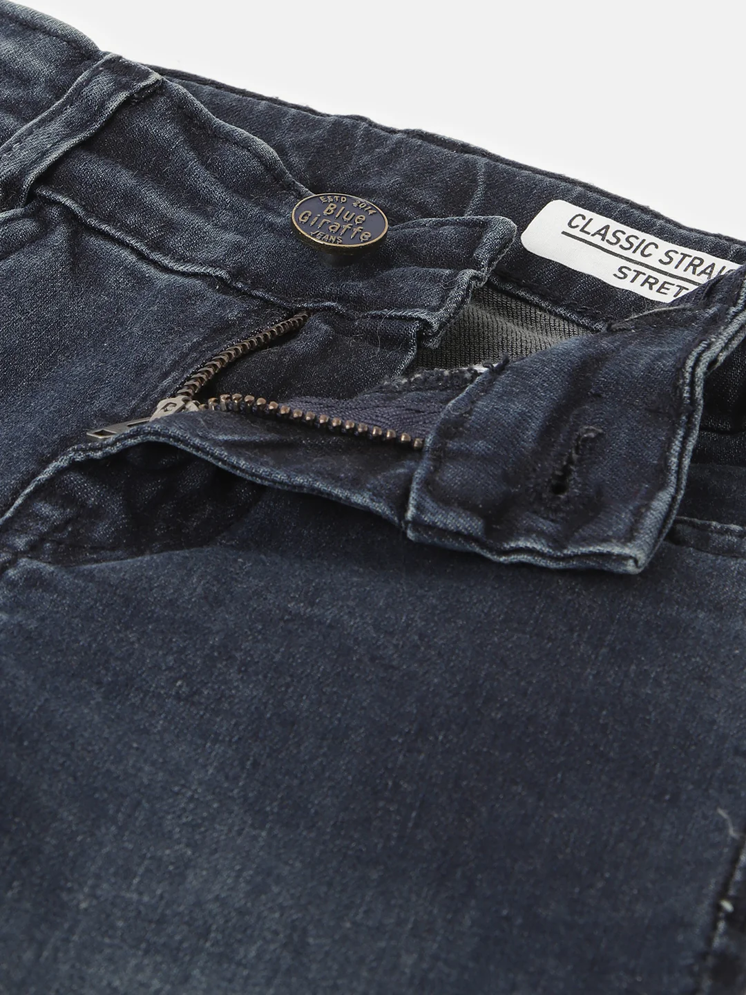 Blue Giraffe Boys Blue Solid Straight Fit Jeans - Image 4