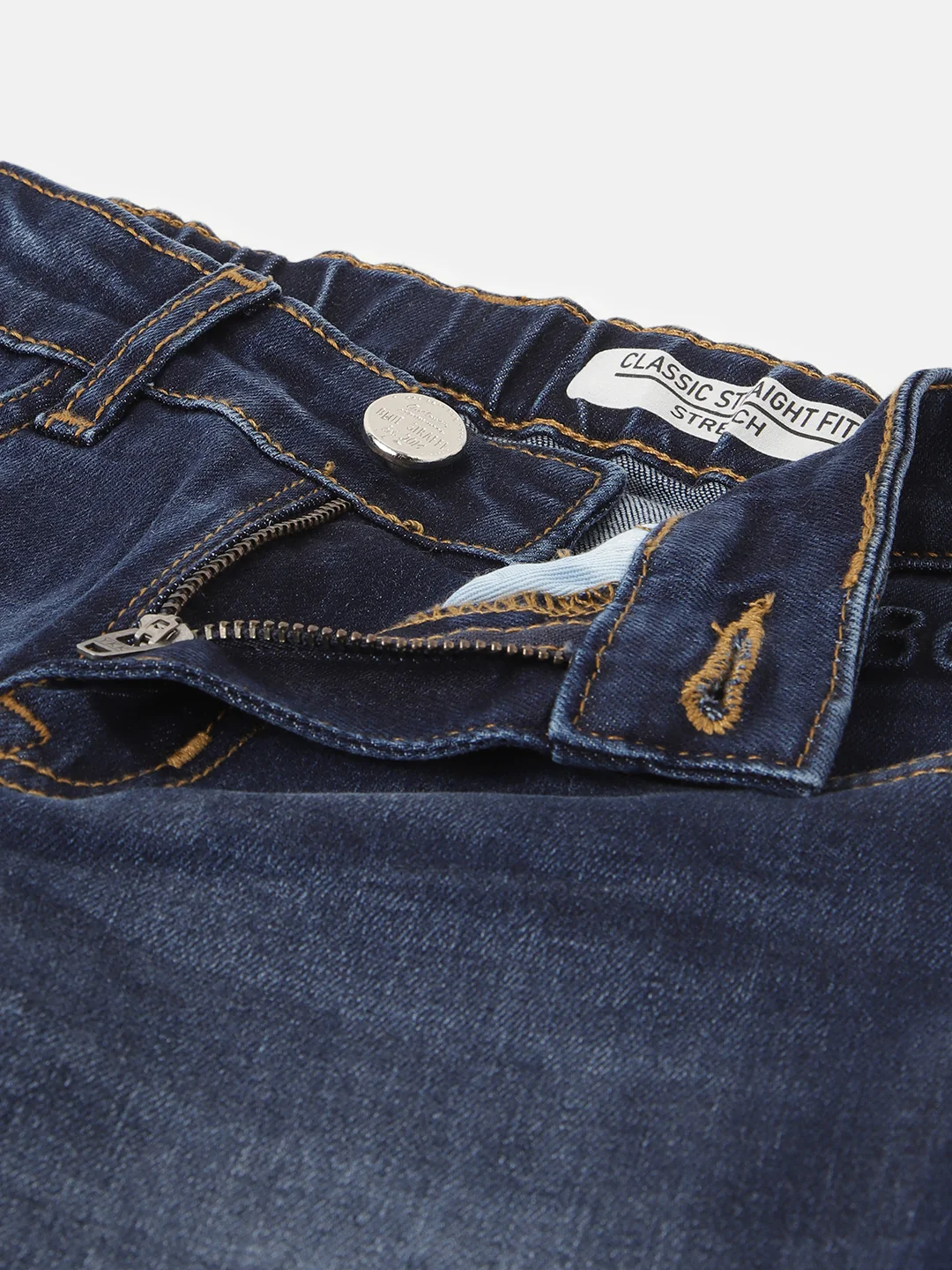 Blue Giraffe Boys Blue Solid Straight Fit Jeans - Image 4