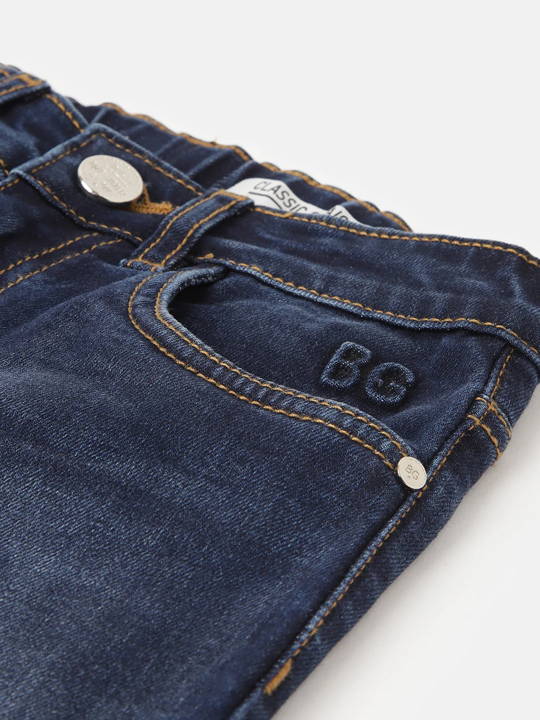 Blue Giraffe Boys Blue Solid Straight Fit Jeans - Image 5