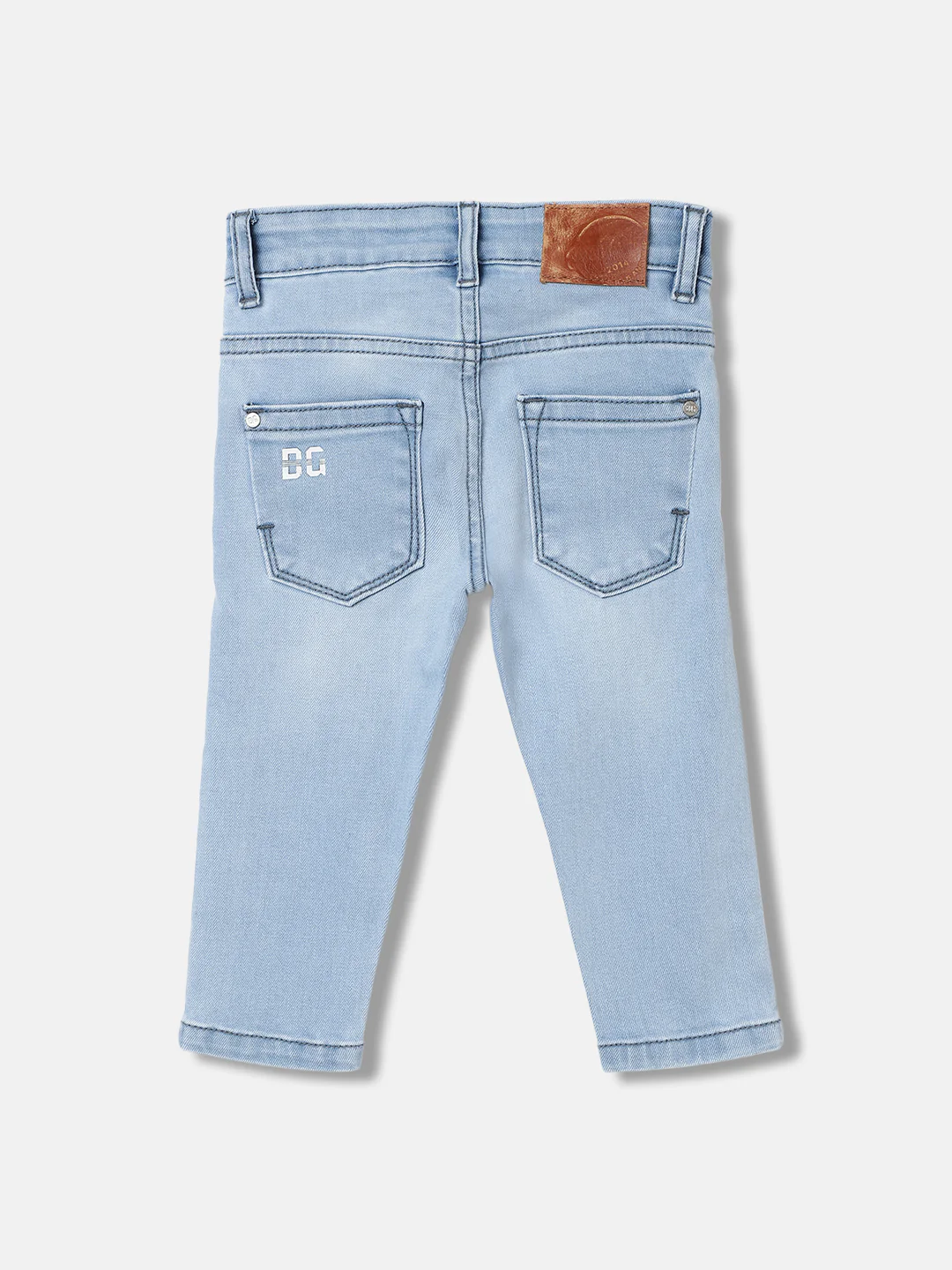 Blue Giraffe Boys Blue Solid Straight Fit Jeans - Image 2
