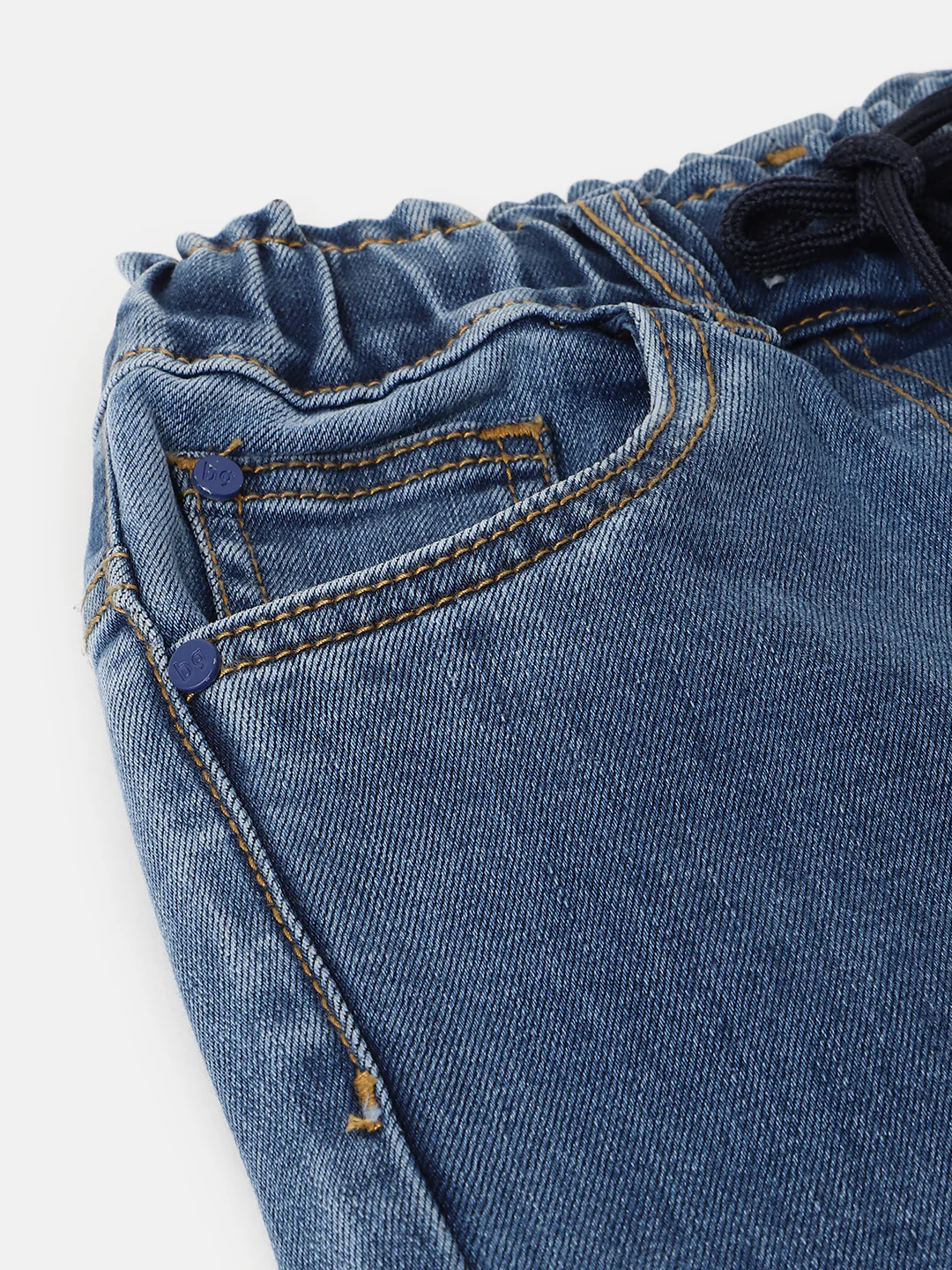 Blue Giraffe Girls Blue Colour Blocked Straight Fit Jeans - Image 4