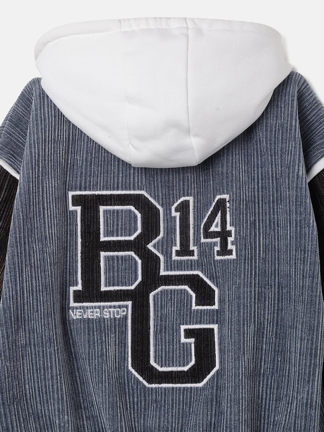 Blue Giraffe Boys Color-Blocked Hooded Full Sleeves Varsity Jacket - Image 5