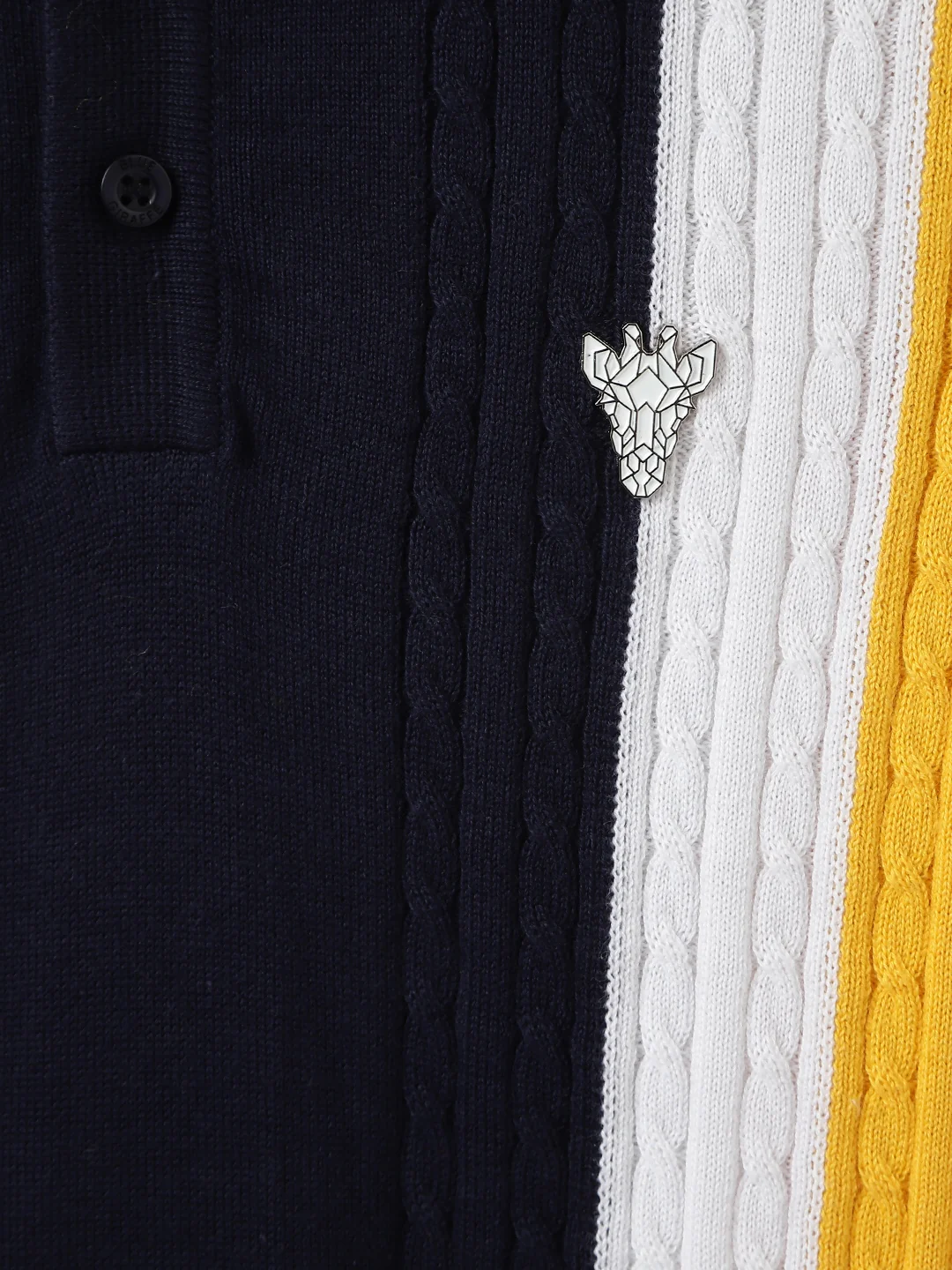 Blue Giraffe Boys Multi Striped Polo Collar Full Sleeves Sweater - Image 4