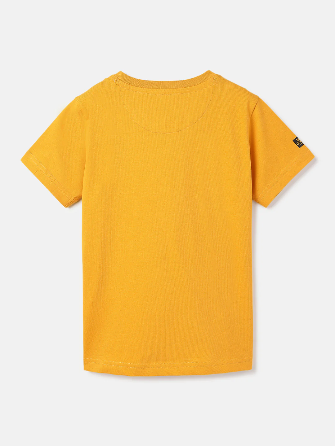 Blue Giraffe Boys Yellow Solid Round Neck  Short Sleeve Tshirt - Image 2